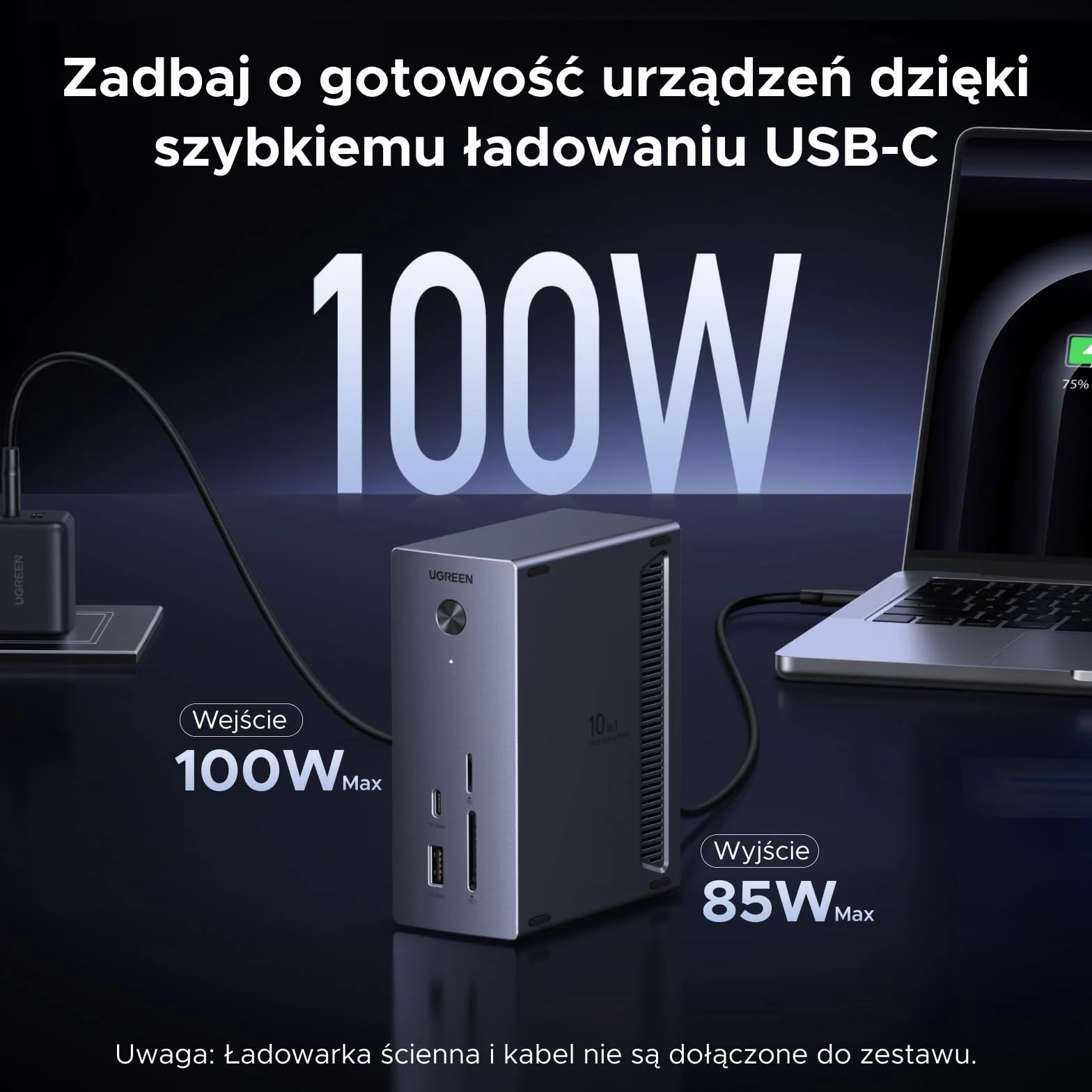 UGREEN Revodok Pro 110 Stacja dokująca M.2 NVMe 4K HDMI 10 Gb/s SD/TF 3.0 RJ45 100 W PD