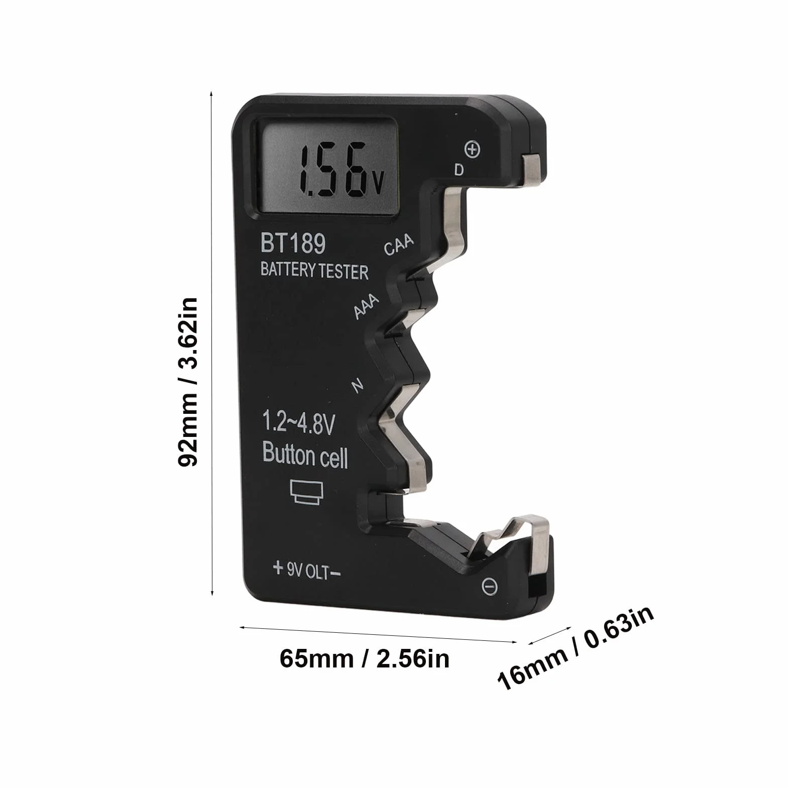 Tester Baterii LCD Cyfrowy dla AA AAA 6F22 9V 1.5V Czarny