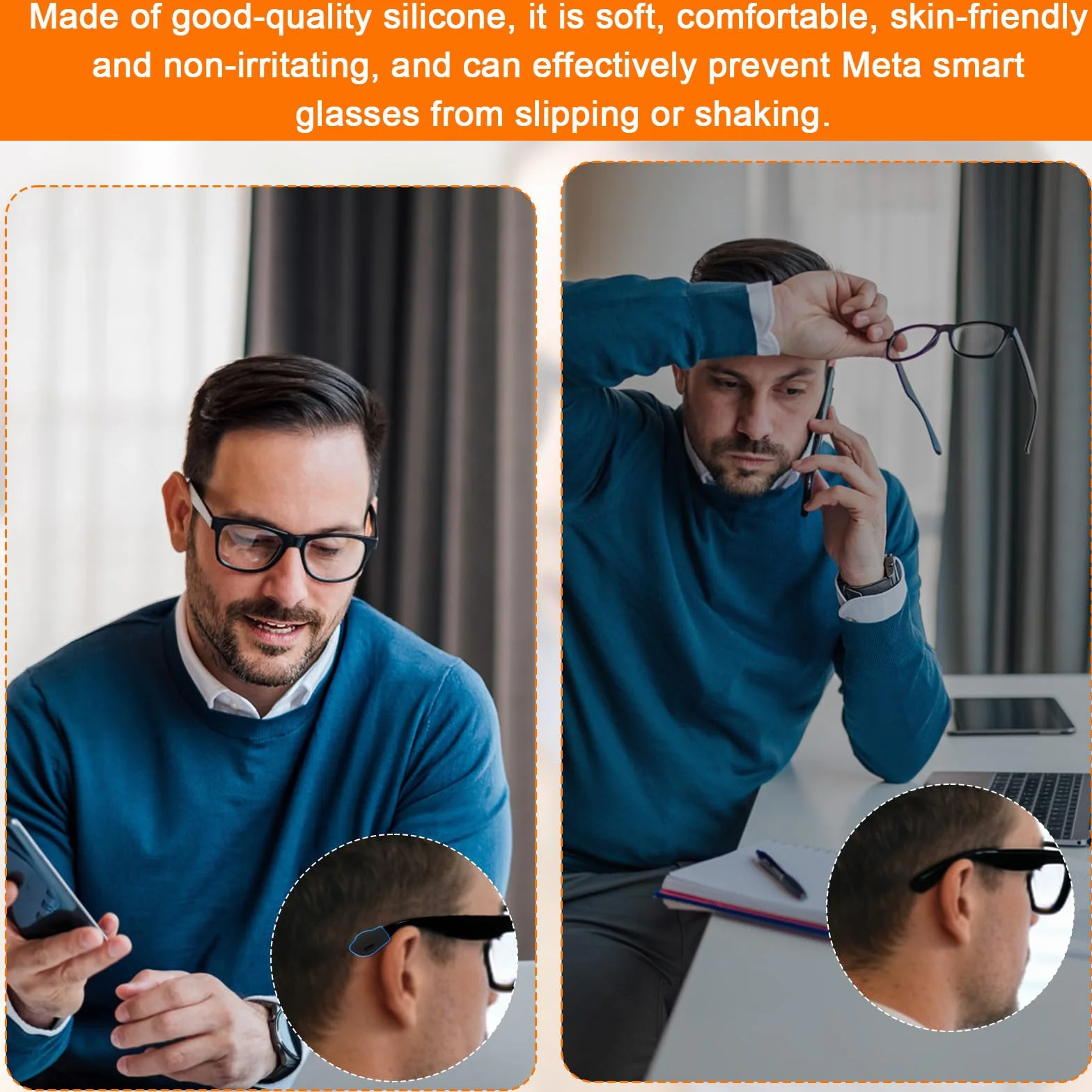 Silikonowe Uchwyty do Okularów Ray-Ban Meta Wayfarer Skyler Headliner Gen 2 Antypoślizgowe Nauszniki Czarne