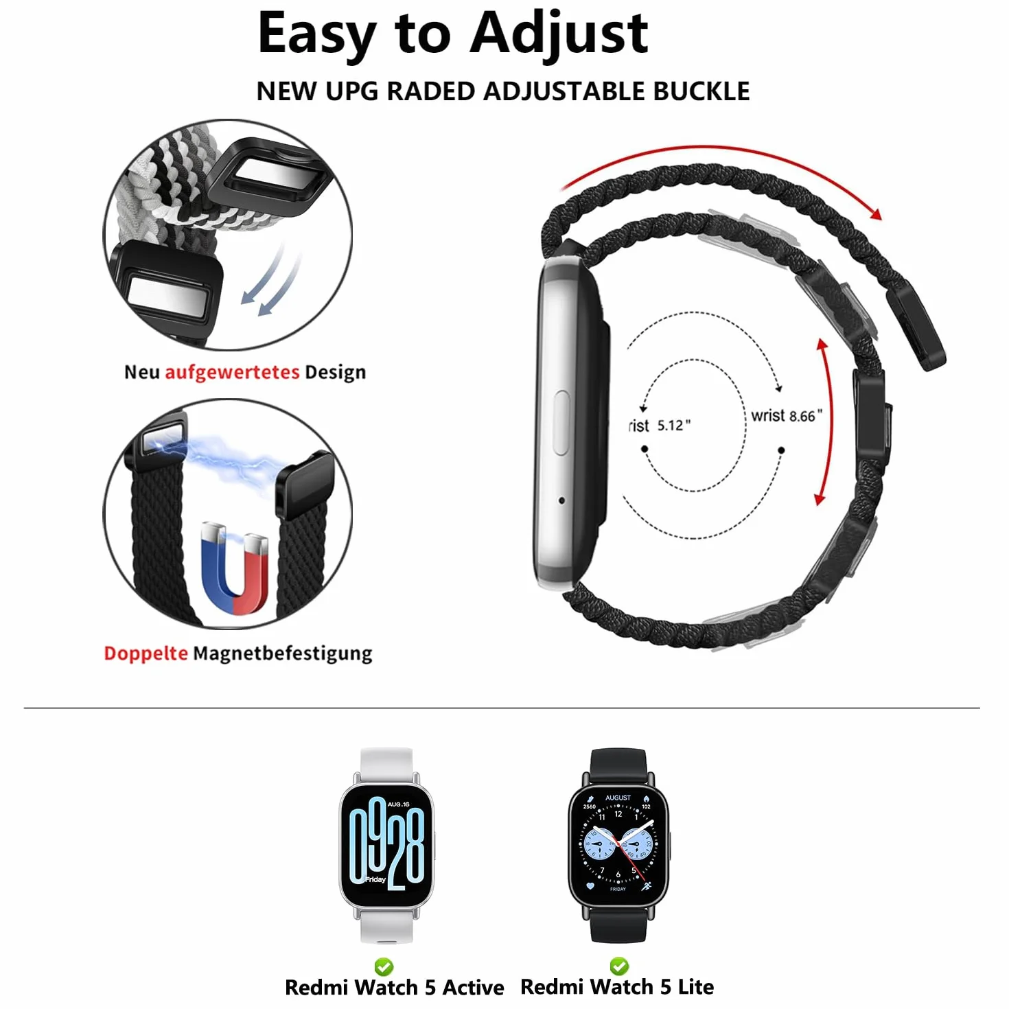 Nylonowa pleciona opaska 22mm do Xiaomi Redmi Watch 5 Lite/5 Active