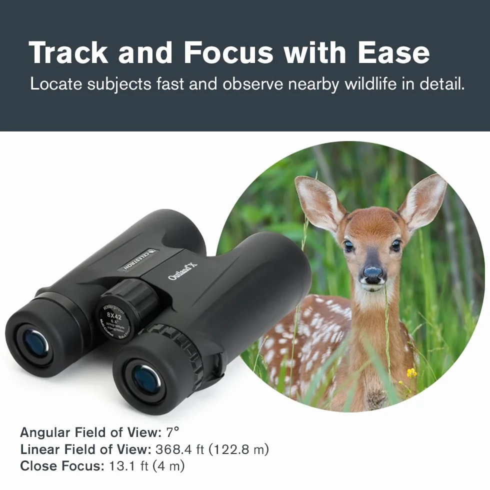 Celestron 71346 Outland X 8x42 Roof Prism Binoculars, Black