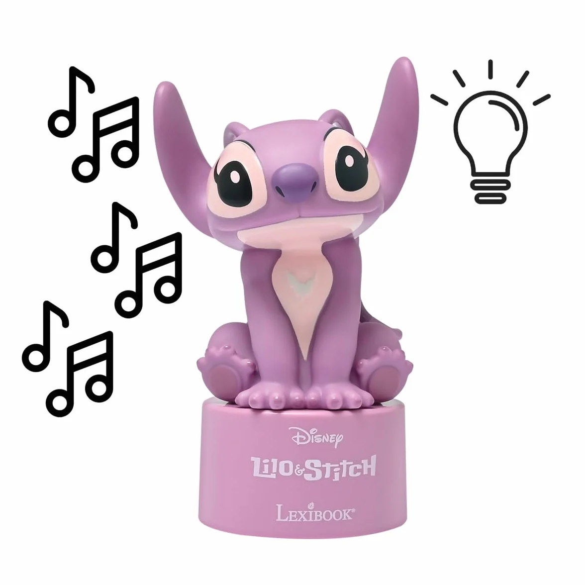 Lexibook, Stitch Angel, Lampka nocna Bluetooth, NS02D1 | Głośnik Bluetooth, lampka nocna LED, różowy