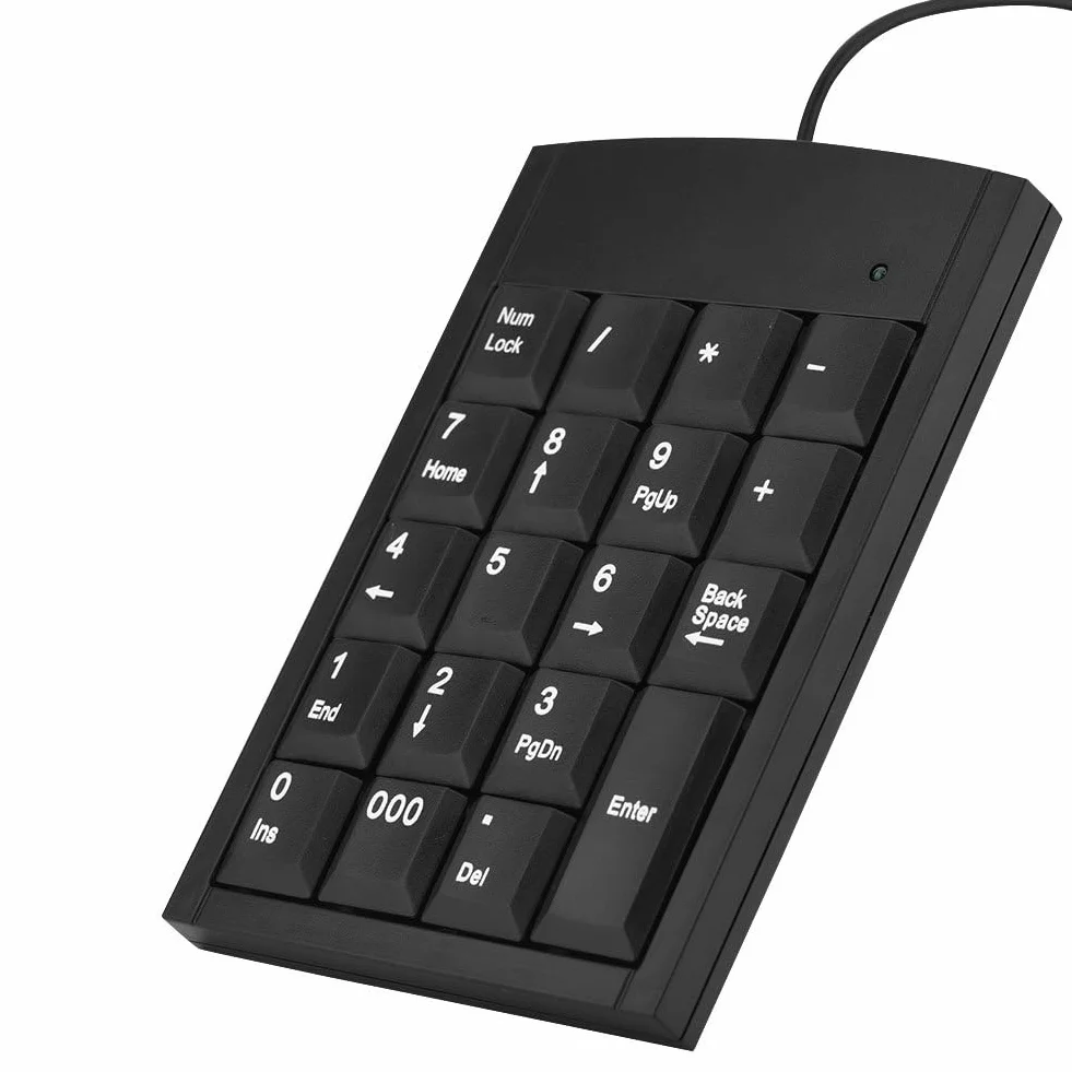 Przewodowa klawiatura numeryczna mini USB 19-klawiszowa czarna do laptopa PC
