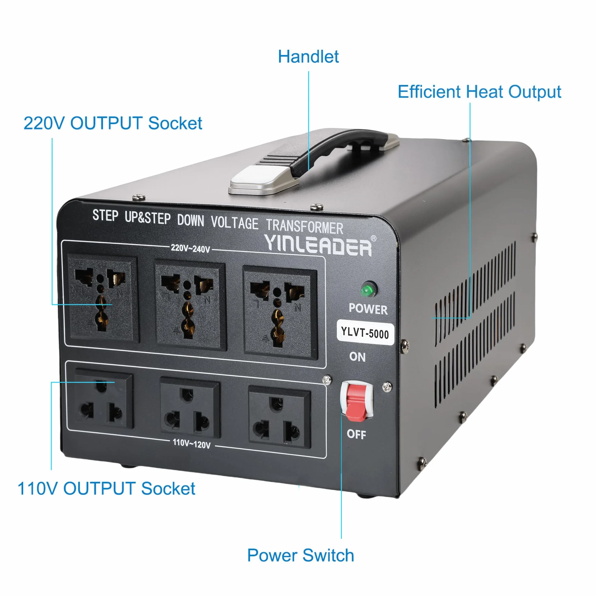 Yinleader Przetwornik napięcia 5000 VA 110 V 220 V Transformator toroidalny