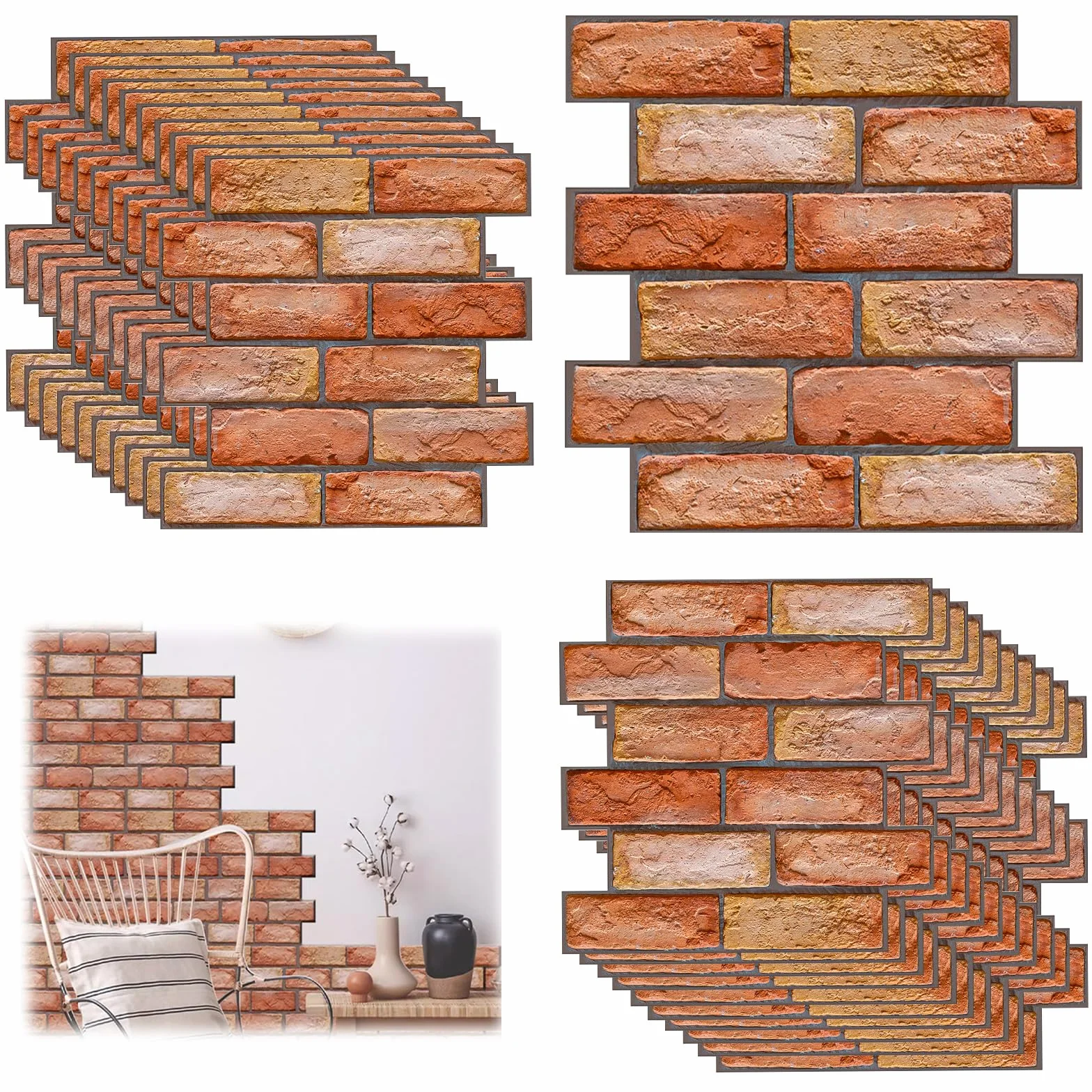 20 sztuk 3D paneli ściennych z efektem kamienia, samoprzylepne, 30 × 30 cm, panele ścienne z plastiku, wodoodporne, PVC, tapeta z cegły do wnętrz, na zewnątrz, do pomieszczeń biurowych