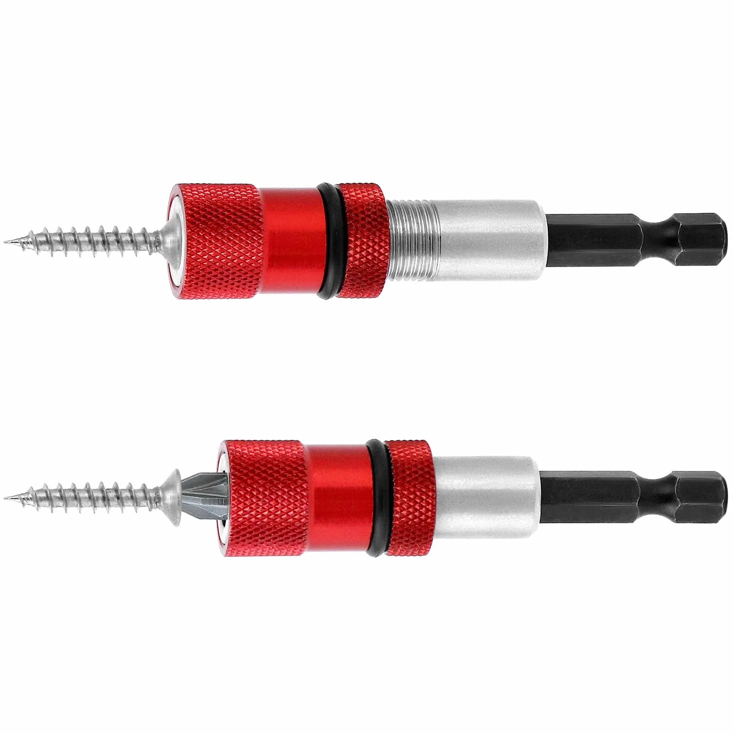 QWORK® 2 szt. Magnetyczny uchwyt na bity uchwyt do szybkiej wymiany bitów z chwytem sześciokątnym 1/4 cala z 2 x wkrętak do płyt gipsowo-kartonowych PH2