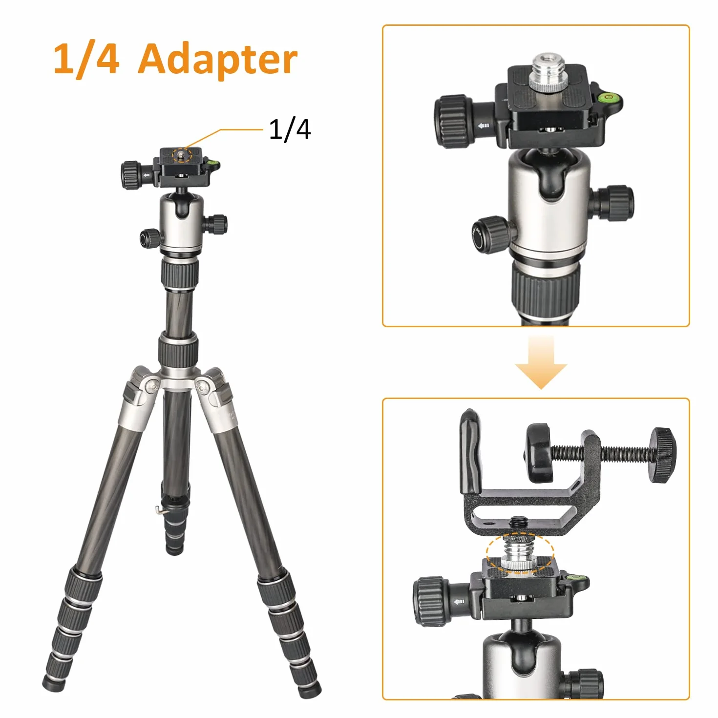 Adapter gwintowany 5/8 na 1/4 do statywu laserowego, 2 sztuki, czarny