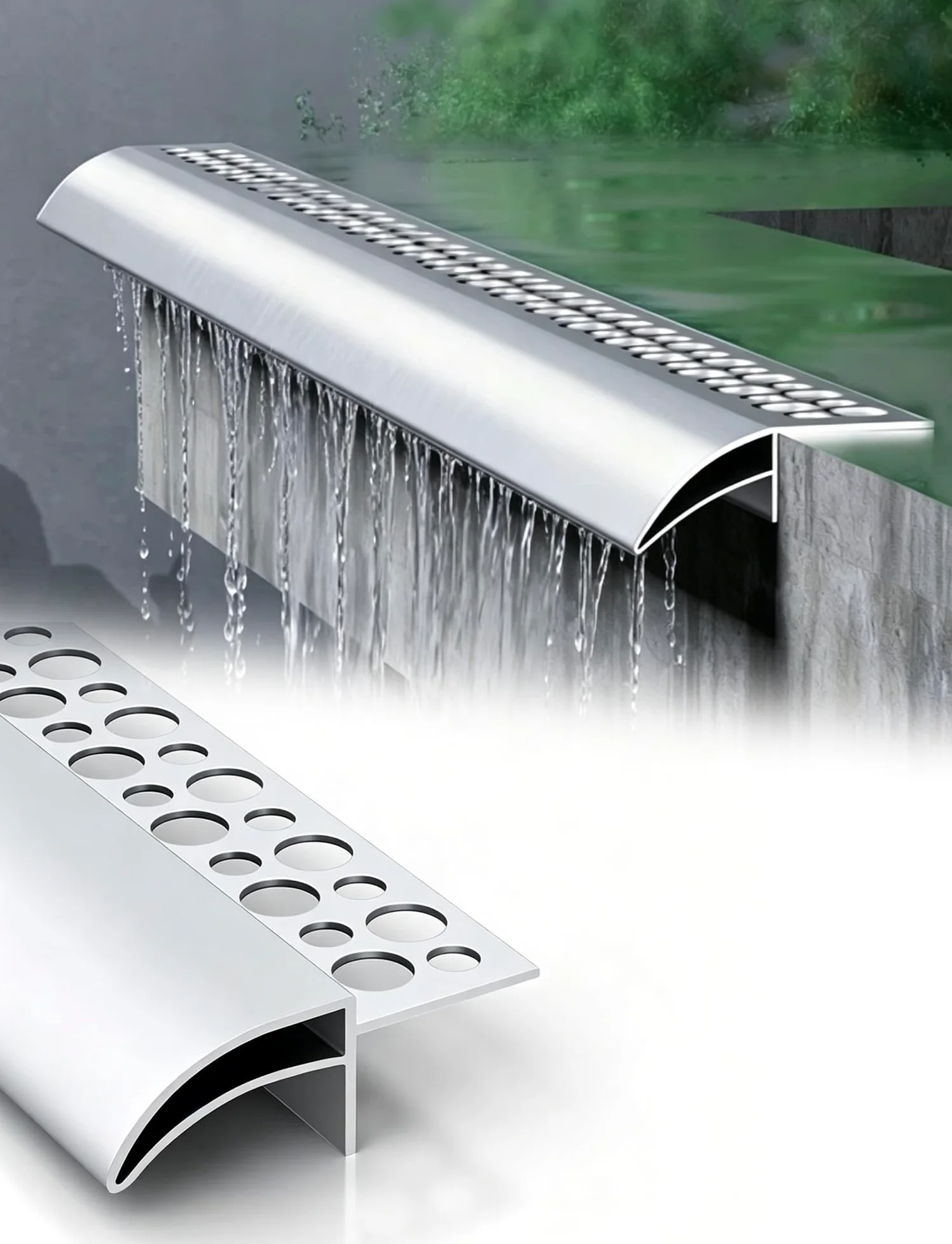 Aluminiowy koralik kroplowy odlewany z aluminium | Aluminiowa listwa okapnikowa do parapetów okapowych Tynk krawędziowy: Rozdzielacz 1/2/3/5 szt.(30 Mm Curved/L-100 Cm,2)