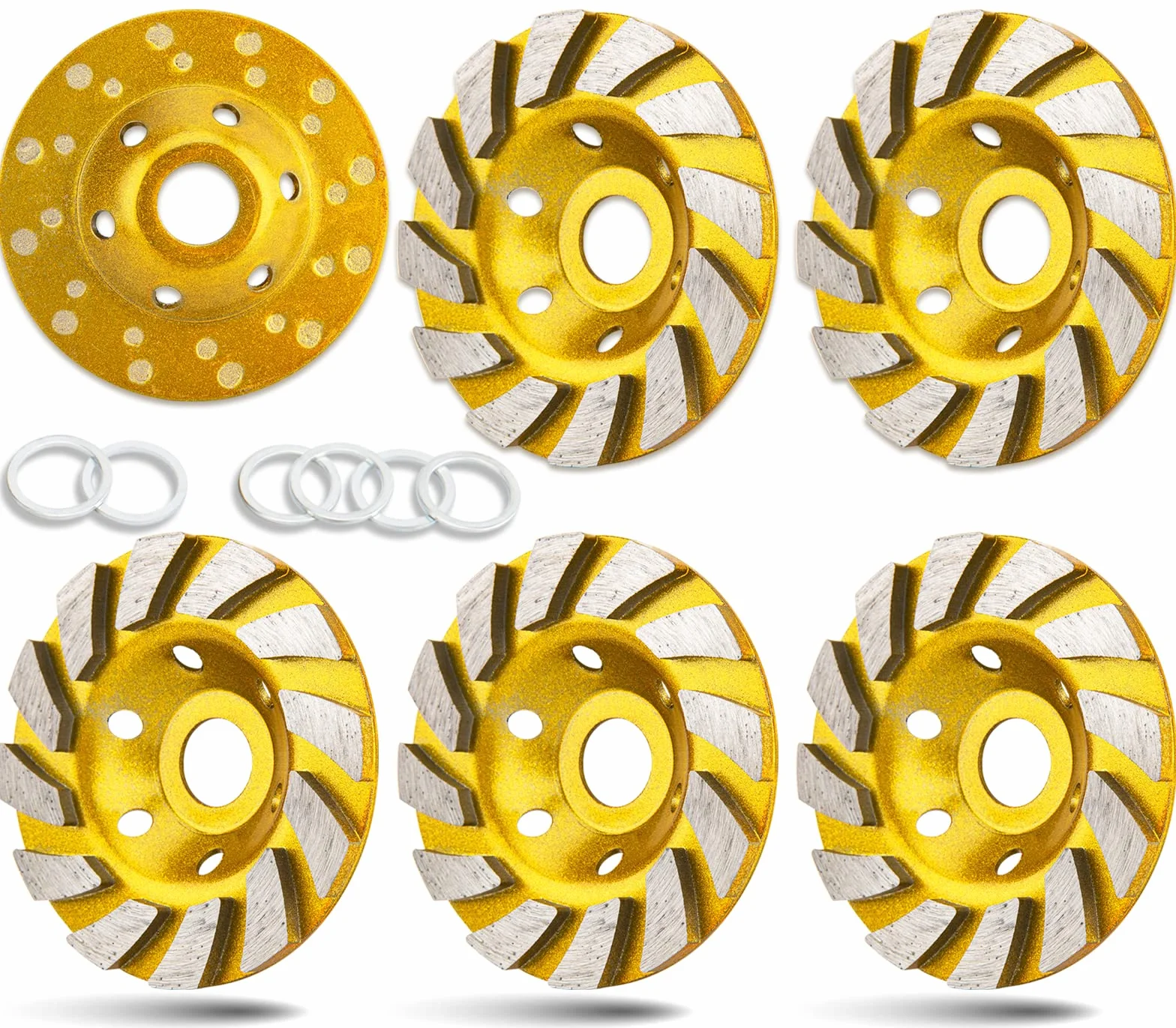 Tarcza szlifierska do betonu, 10 cm, 6 szt. betonowych turbo diamentowych kółek do szlifowania betonu granitu, marmuru, kamienia murarskiego, 12 segmentów, wytrzymałe kółka do szlifierki kątowej