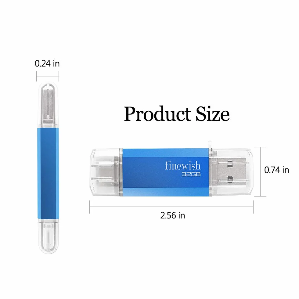 USB C Pendrive 32 GB, 2 w 1, pamięć flash typu C, przenośny Otg, do tabletów, nowego Macbooka, smartfonów z Android, Samsung, Huawei, Oneplus, niebieski
