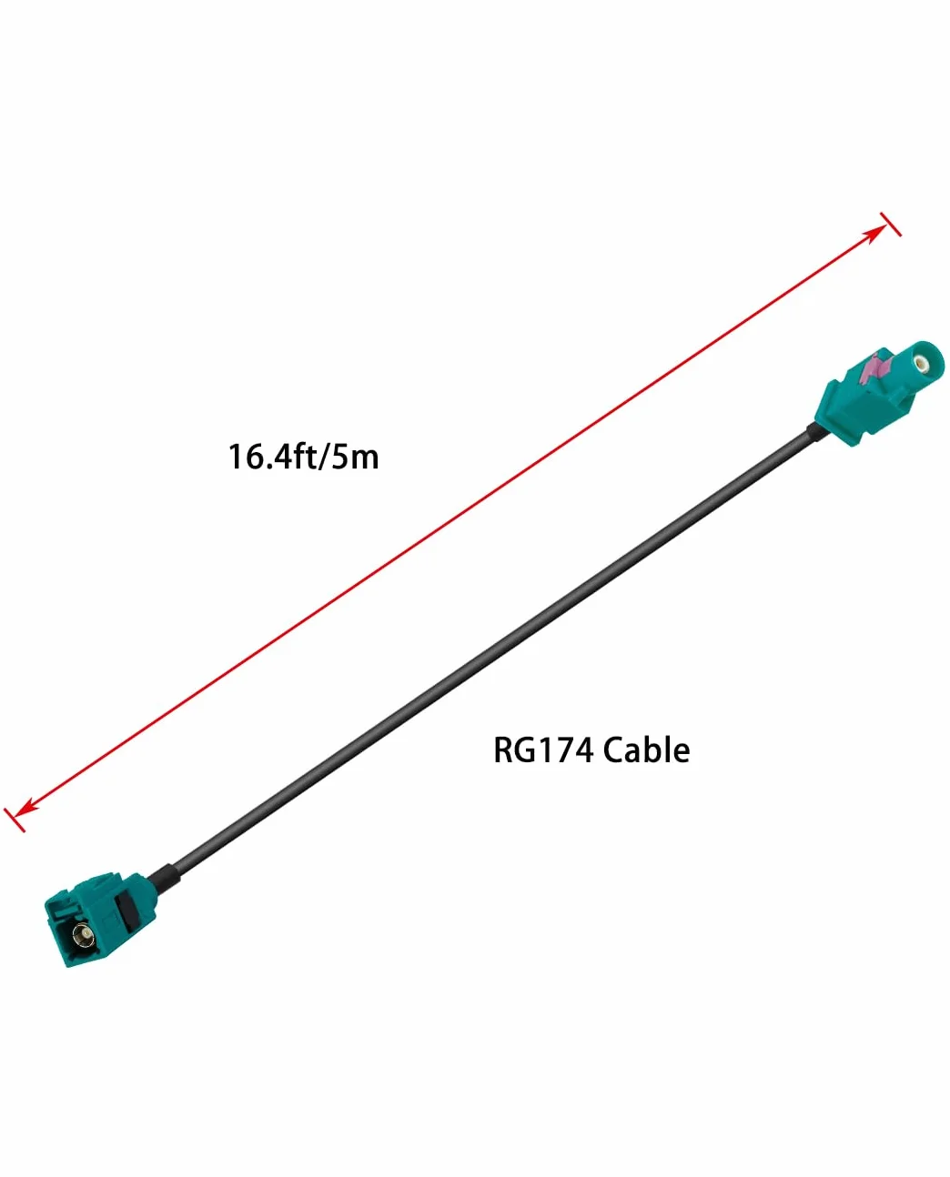 Vecys Fakra Z Męski Do Żeński RF Kabel Koncentryczny 16.4ft/5m Przedłużacz Anteny Samochodowej RG174 GPS
