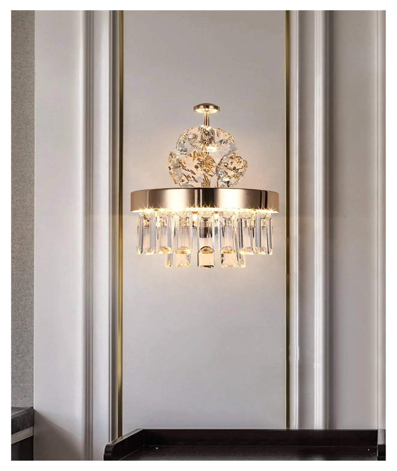 Nowoczesne żyrandole 2023 wysokiej klasy kryształowy K9, lampy wiszące do salonu, wyspy kuchennej, oświetlenie wewnętrzne LED (D100x60cm, białe światło)