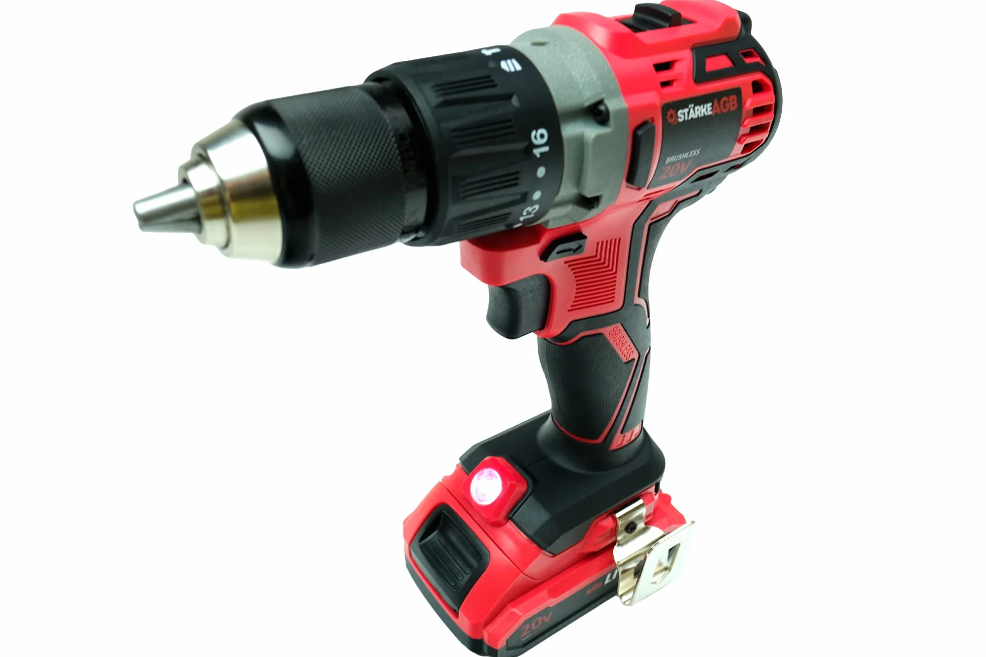 StärkeAGB CDI-2021 Wiertarko-Wkrętarka Akumulatorowa Bezszczotkowa 20V z Udarem, 50Nm, Zestaw 2x Akumulator Li-Ion 2.0Ah, Uchwyt Metalowy 13mm, Walizka i Akcesoria