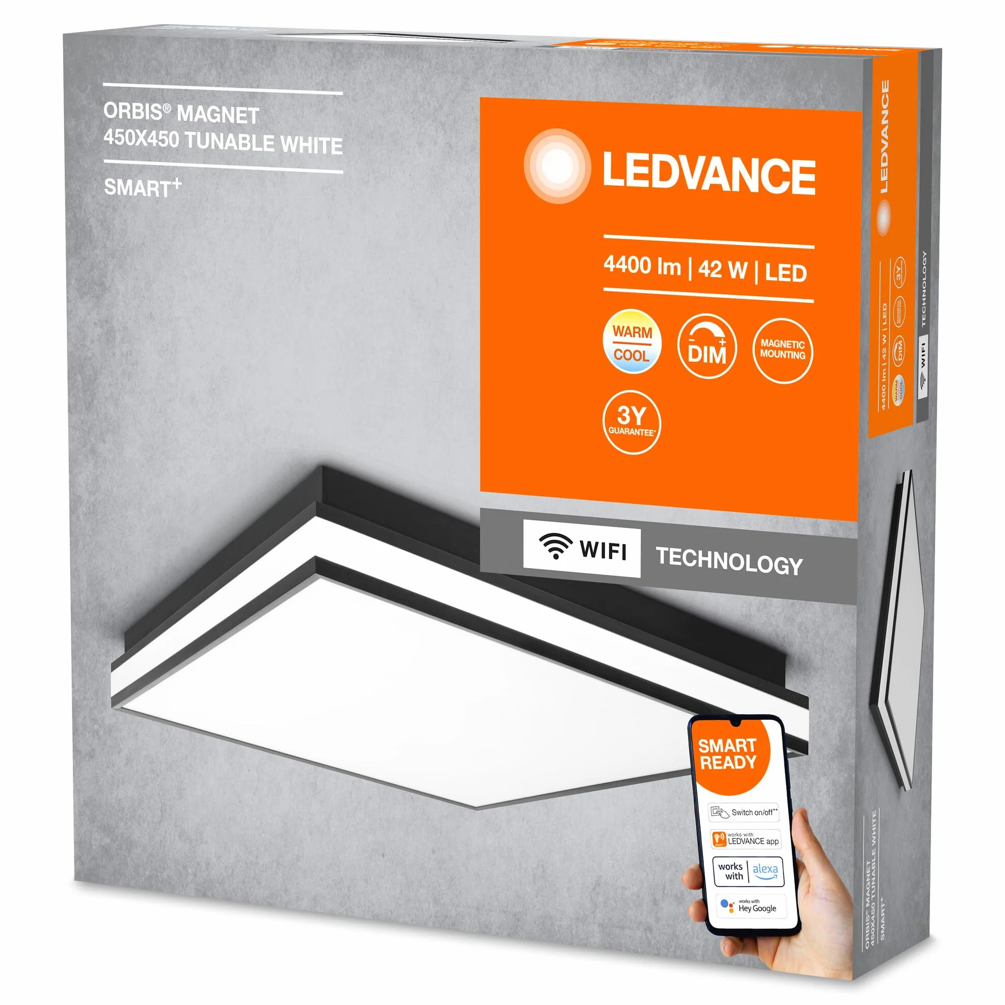 LEDVANCE Oprawa oświetleniowa: for sufit, DECORATIVE CEILING WITH WIFI TECHNOLOGY / 42 W, 220…240 V, kąt rozsyłu światła: 110°, Program Tunable White, 3000…6500 K, materiał: steel, IP20