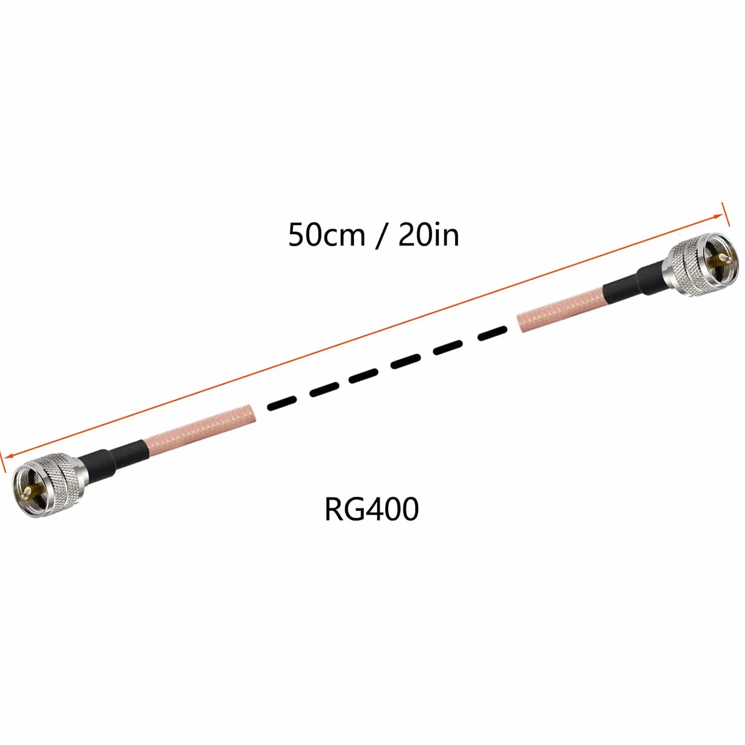 Vecys Kabel Koncentryczny RG400 PL 259 UHF Męski 50cm do CB Radio Antenowy