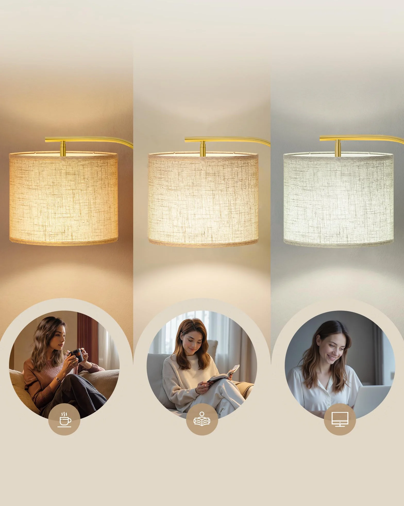 VASAGLE Lampa stojąca, lampa łukowa, lampa stojąca, lampka do czytania z regulacją wysokości, wysokość 150-175 cm, nowoczesna, z przyciskiem nożnym, abażur z tkaniny, oprawka E27, matowa czerń