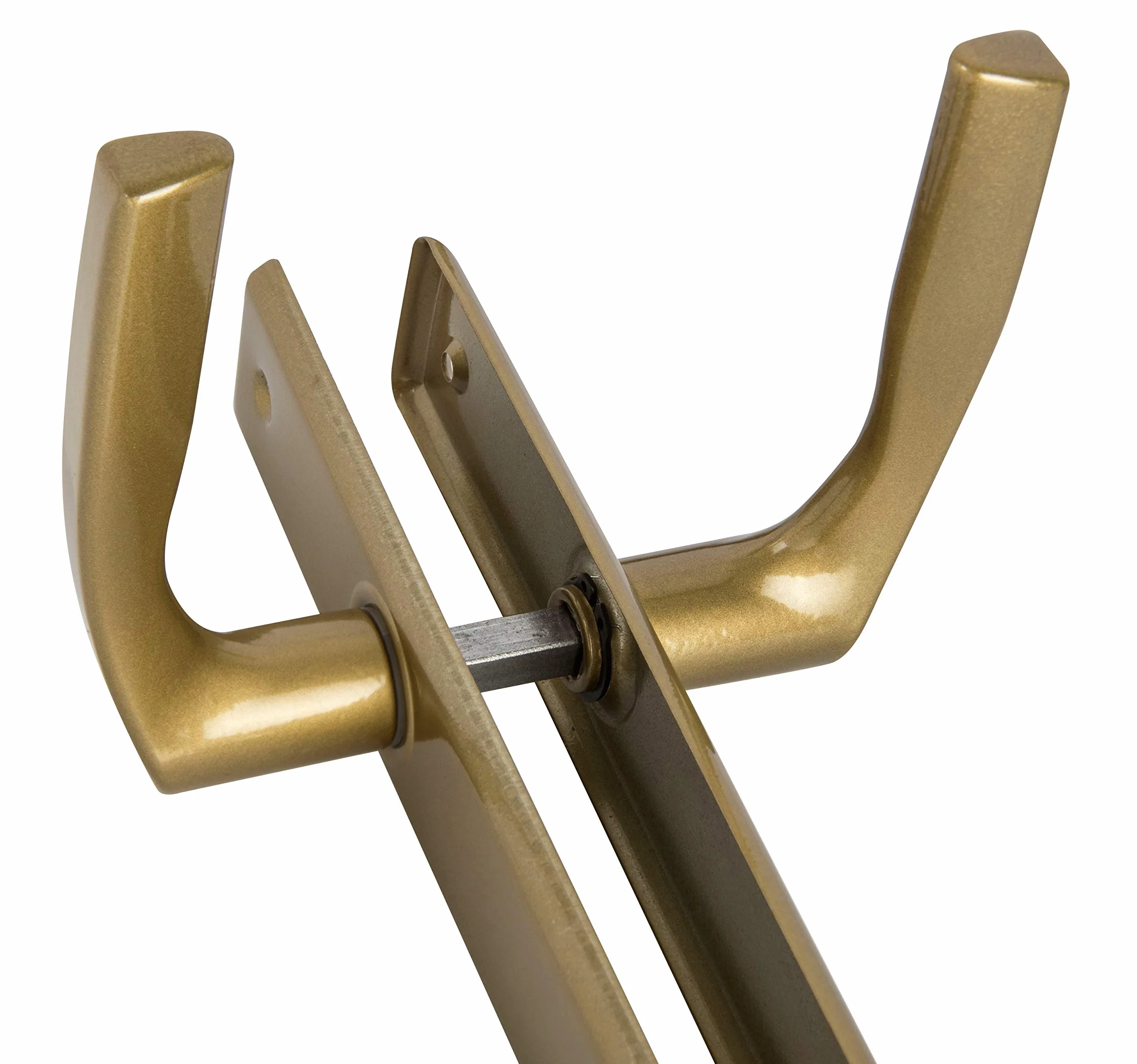 ADGO Klamka Drzwiowa Zestaw Klamek Prawa i Lewa do Drzwi na Klucz 90 mm Prostokątna, Klamka Aluminiowa do Wąskiego Zamka, Szyld Stalowy Malowana Proszkowo Ocynkowana, Złota, 1 sztuka
