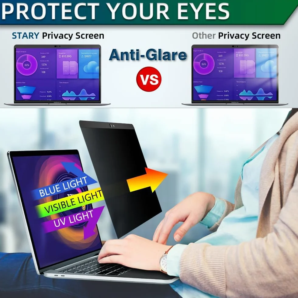 STARY Ekran prywatności Macbook Pro 33 cali, magnetyczny, zdejmowany, przeciwodblaskowy ekran prywatności Macbooka Pro 13-calowy układ M1/M2 (2016-2022) i Macbook Air 13" (2018-2021) z osłoną aparatu