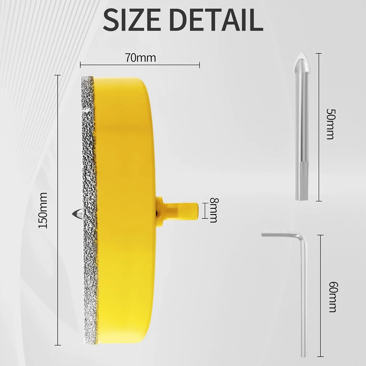 Diamentowa otwornica 150 mm z wiertłem pilotowym, profesjonalne lutowane próżniowo wiertło diamentowe do płytek, porcelany, szkła, marmuru, ceramiki
