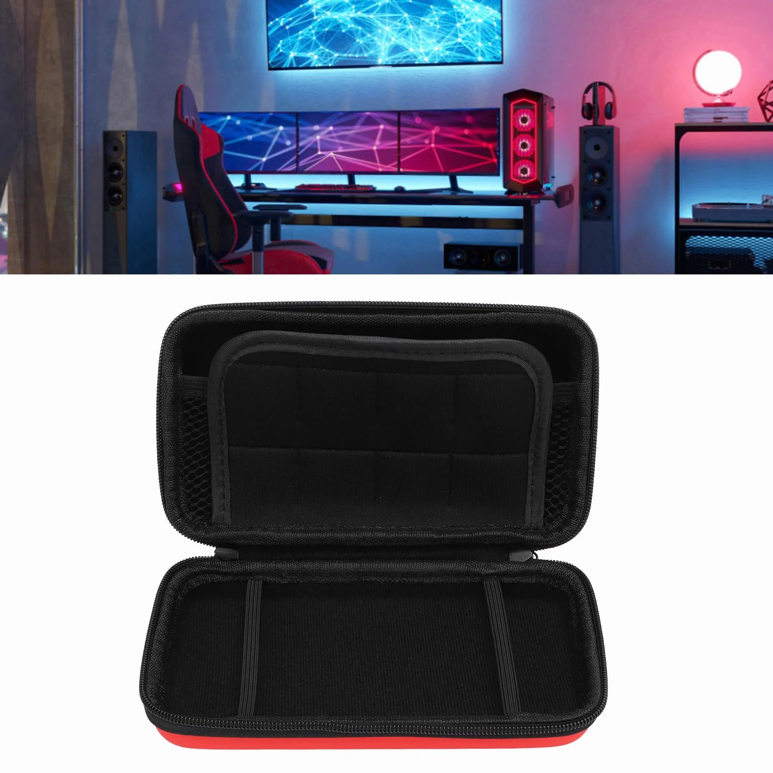Połączenie Nintendonew Nowe 2DS XL, 2DS LL, New 3DS, 3DS Console, Hard Ochronne Turs Travel Case z 8 Kasetami Gier, przenoś (czerwony)