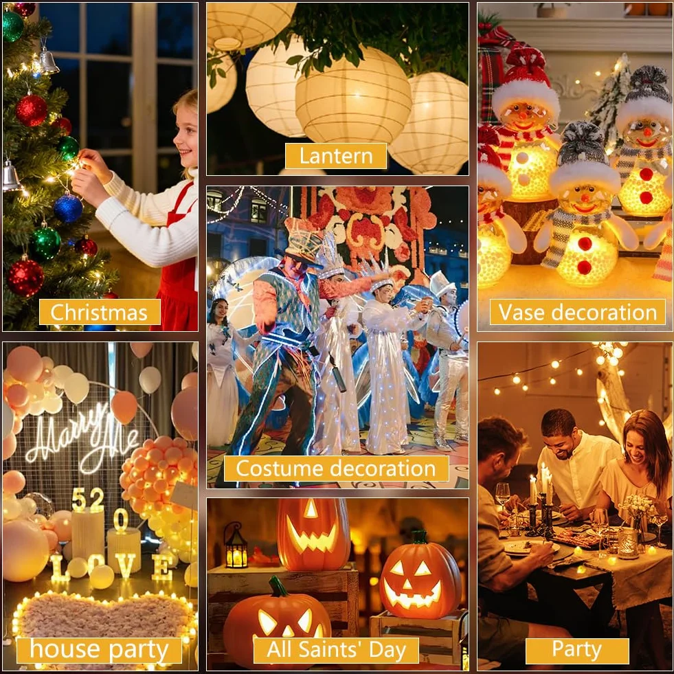 AUAUY Mini lampki LED do balonów, 30 sztuk, zasilane bateriami, wodoszczelne, do papierowych latarni, balonów, na Boże Narodzenie, Halloween, wesela, urodziny, festiwal, dekoracja (ciepła biel)
