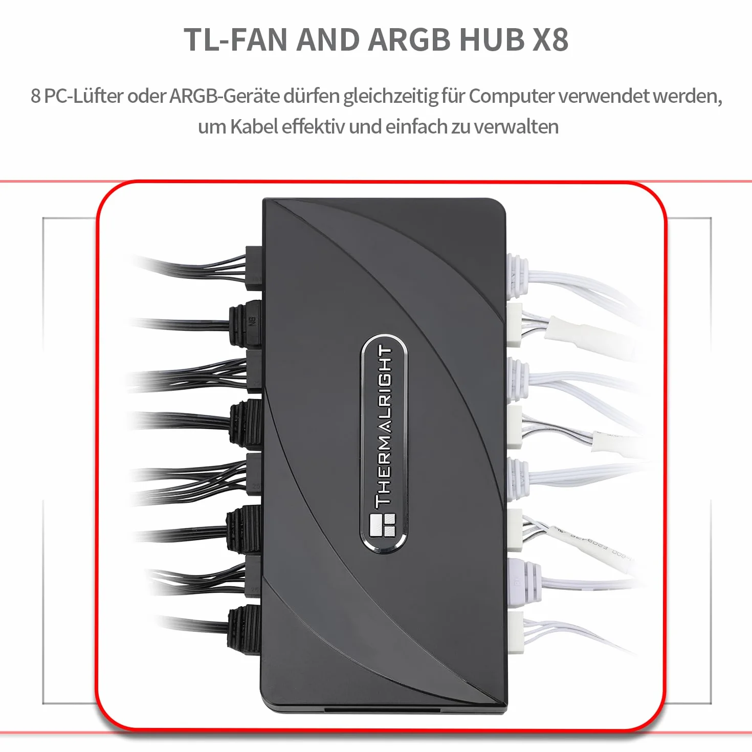 TR-Thermalright TL-Fan and ARGB HUB x8,4pin PWM i 3-pinowy ARGB Interface Hub, łatwe w instalacji sterowanie wentylatorem, obsługa 8 grup wentylatorów
