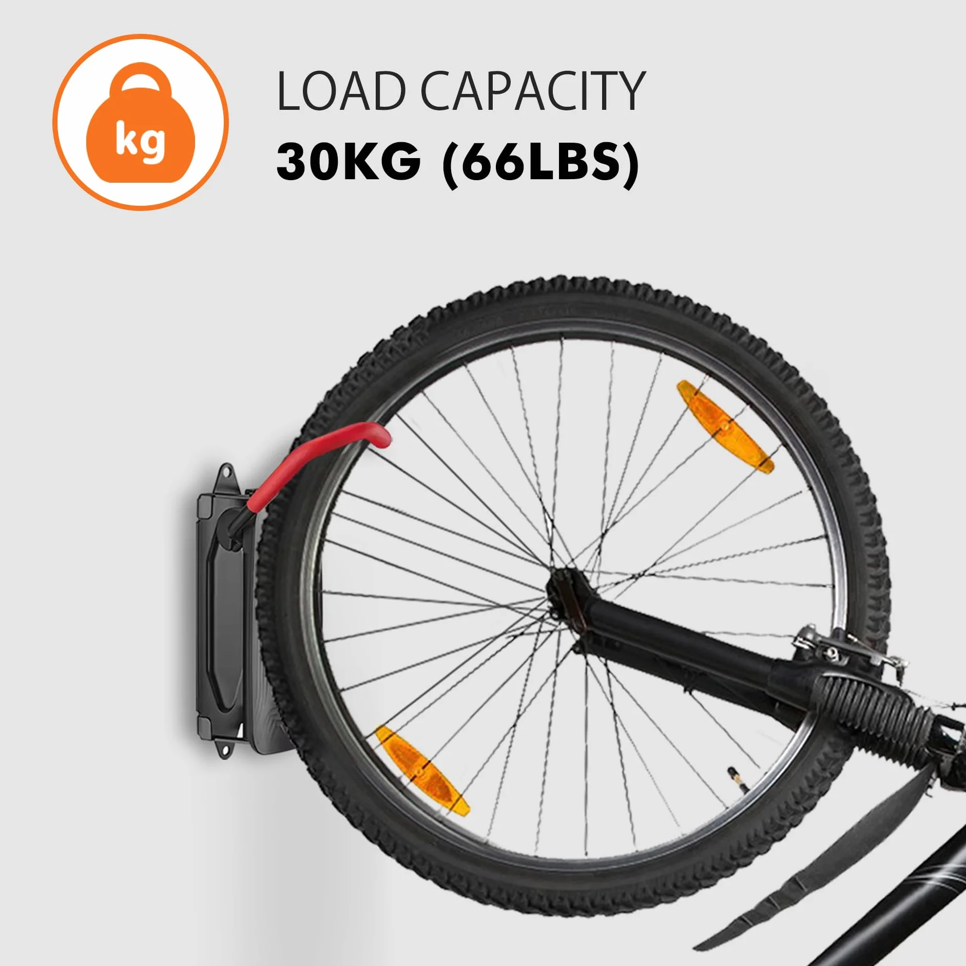 Mimoke Obrotowy uchwyt ścienny do roweru, pionowy stojak na rower, uchwyt ścienny do garażu – MTB i rower wyścigowy (czerwony, 3 sztuki)