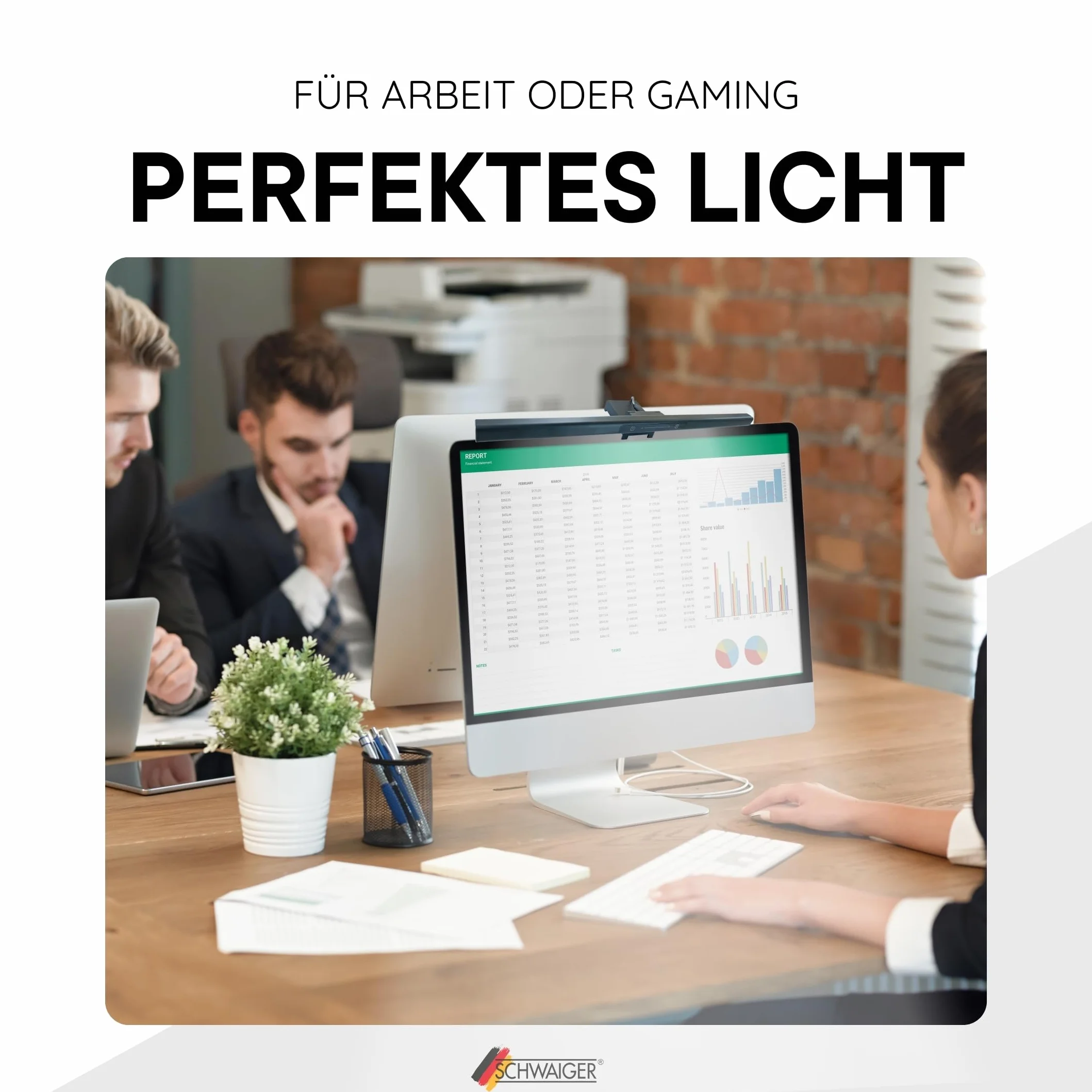 SCHWAIGER lampka do monitora LED z czujnikiem dotykowym screenbar ściemniana USB