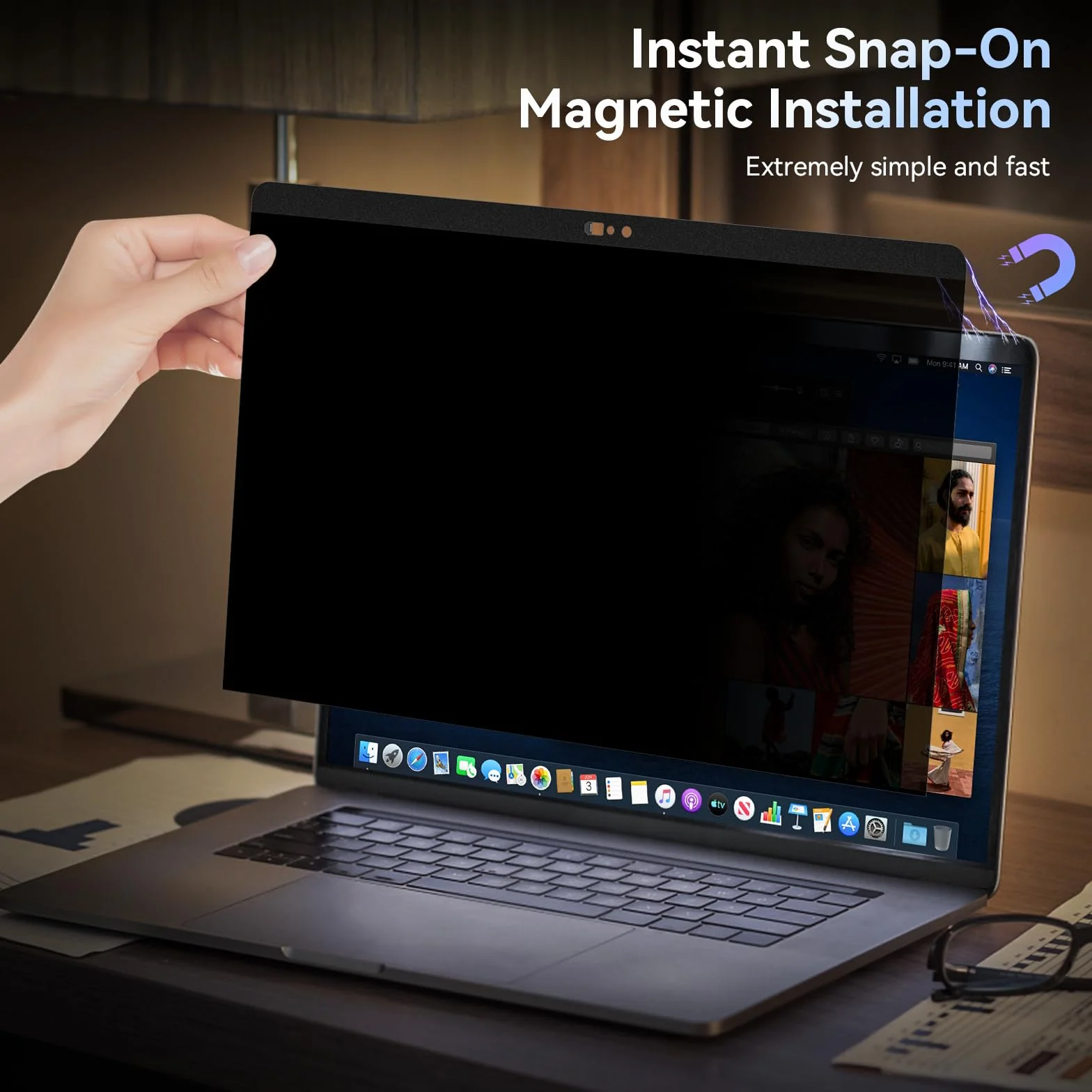 Magnetyczny filtr prywatności 13,3" do Apple MacBook Pro 13" (2016-2022, M1, M2) i MacBook Air 13 (2018-2021, M1), niebieski antyglare