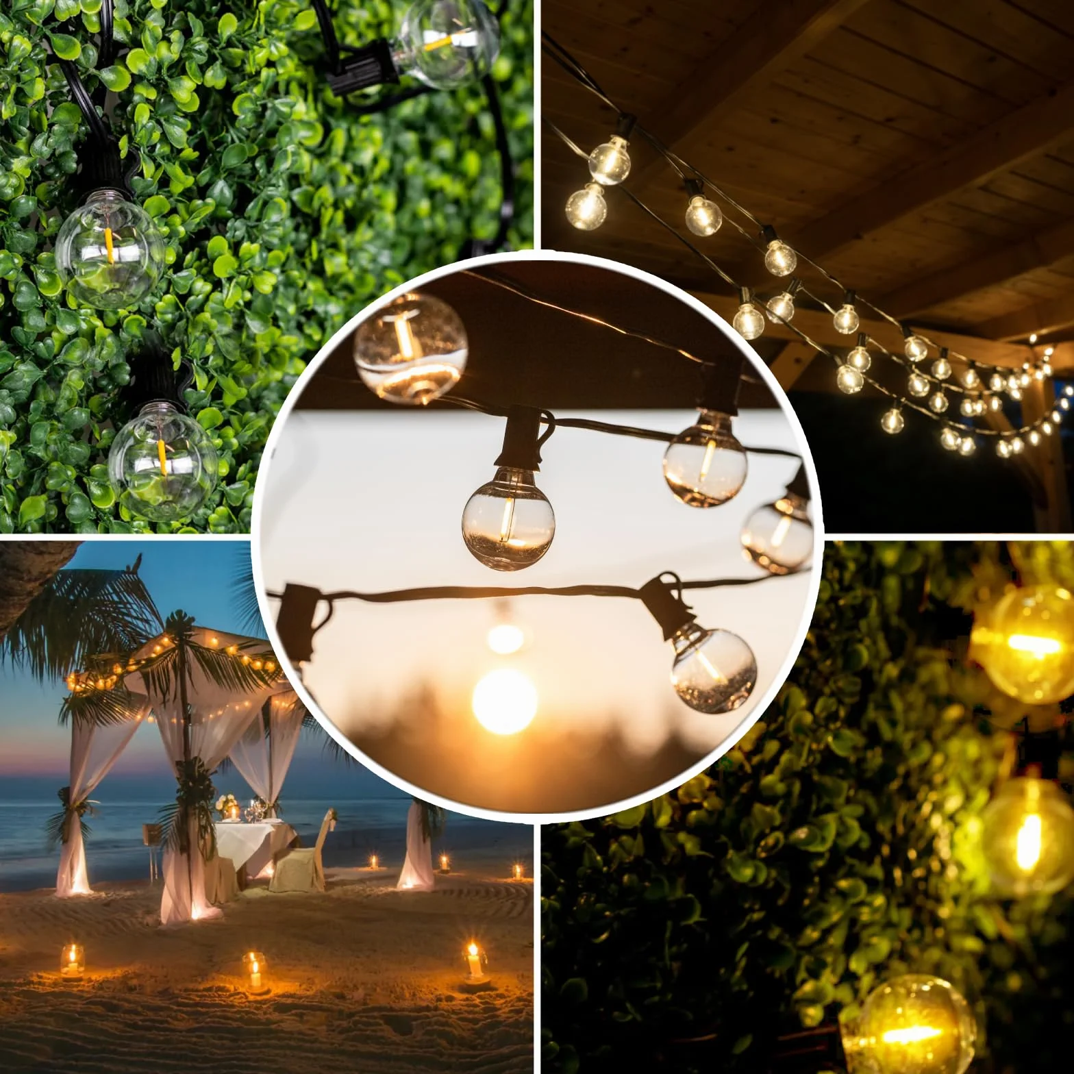 Lumiled Solarny łańcuch świetlny na zewnątrz 20 + 2 żarówki zapasowe x G40 LED 10,55 M z pilotem Solarny łańcuch świetlny Oświetlenie ogrodowe na zewnątrz IP44 Ciepła biel 2700K Żarówki 8 trybów pracy
