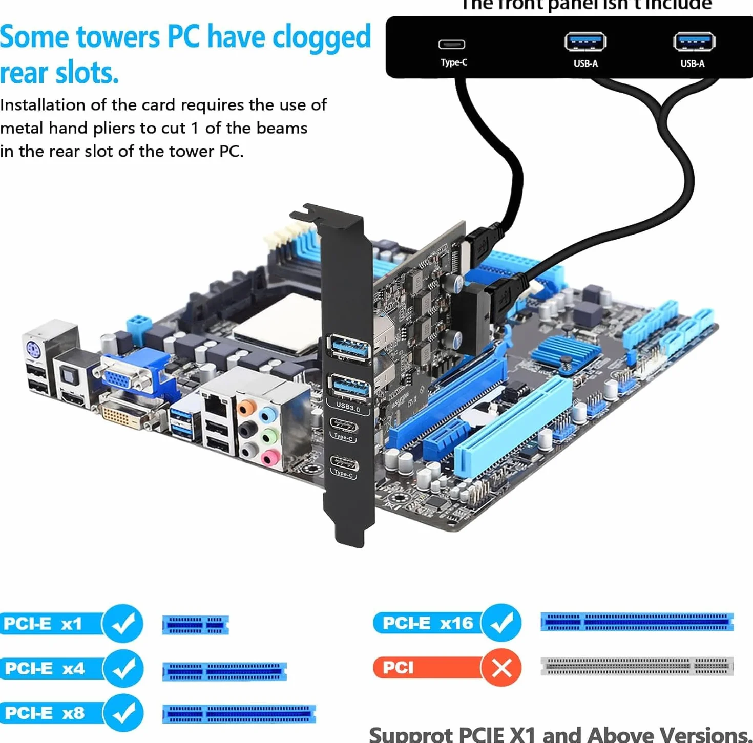 Karta USB PCIe 6 portów 5 Gbit/s PCI Express rozszerzeń do Windows XP/7/8/10