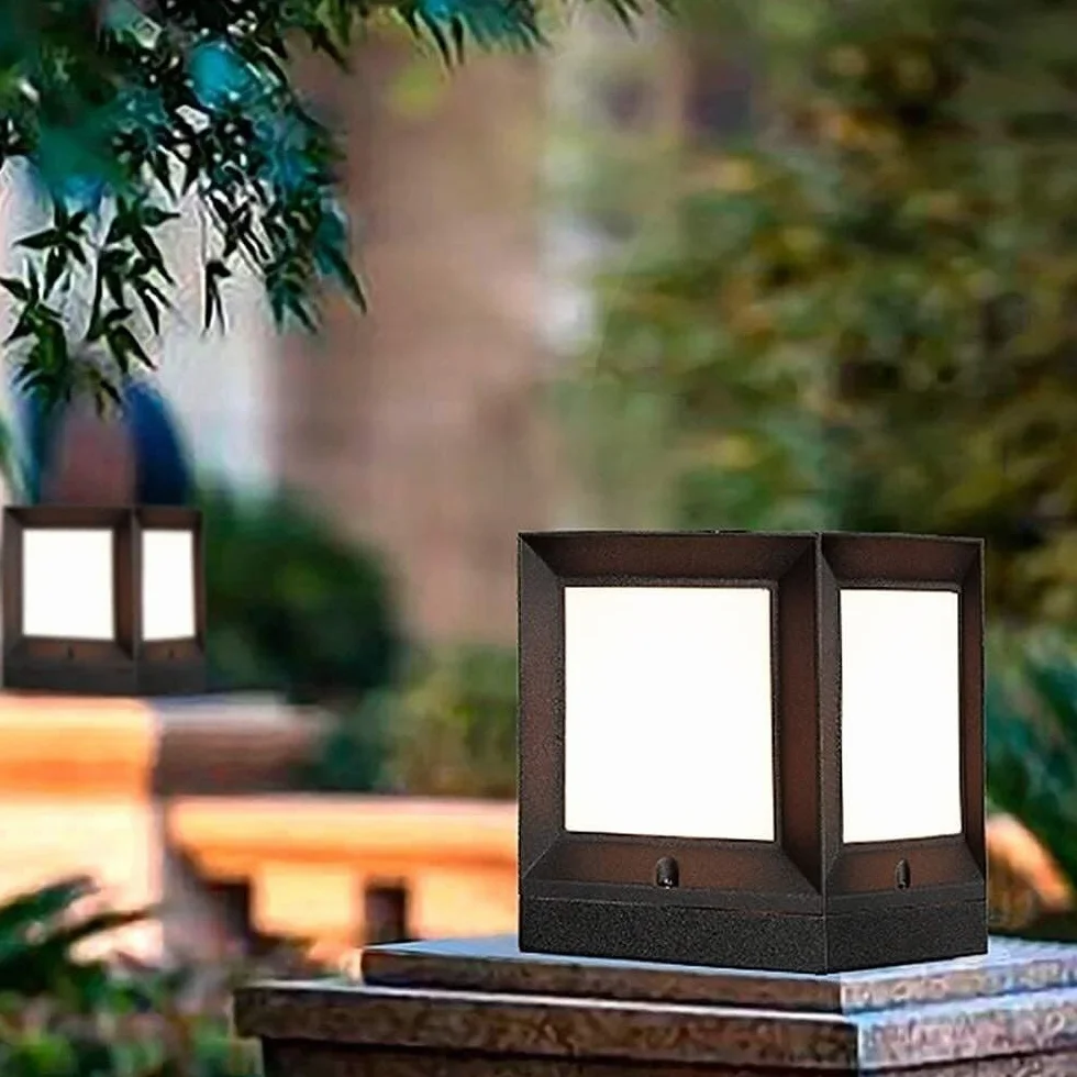 światło Słupka Nowoczesna Zewnętrzna Lampa Słupkowa Wodoodporna Lampa Tarasowa ABS Akrylowa Lampa Ogrodowa Słupkowa Oświetlenie Ogrodowe Na Podwórko Lampy Solarne(20x20x26cm)