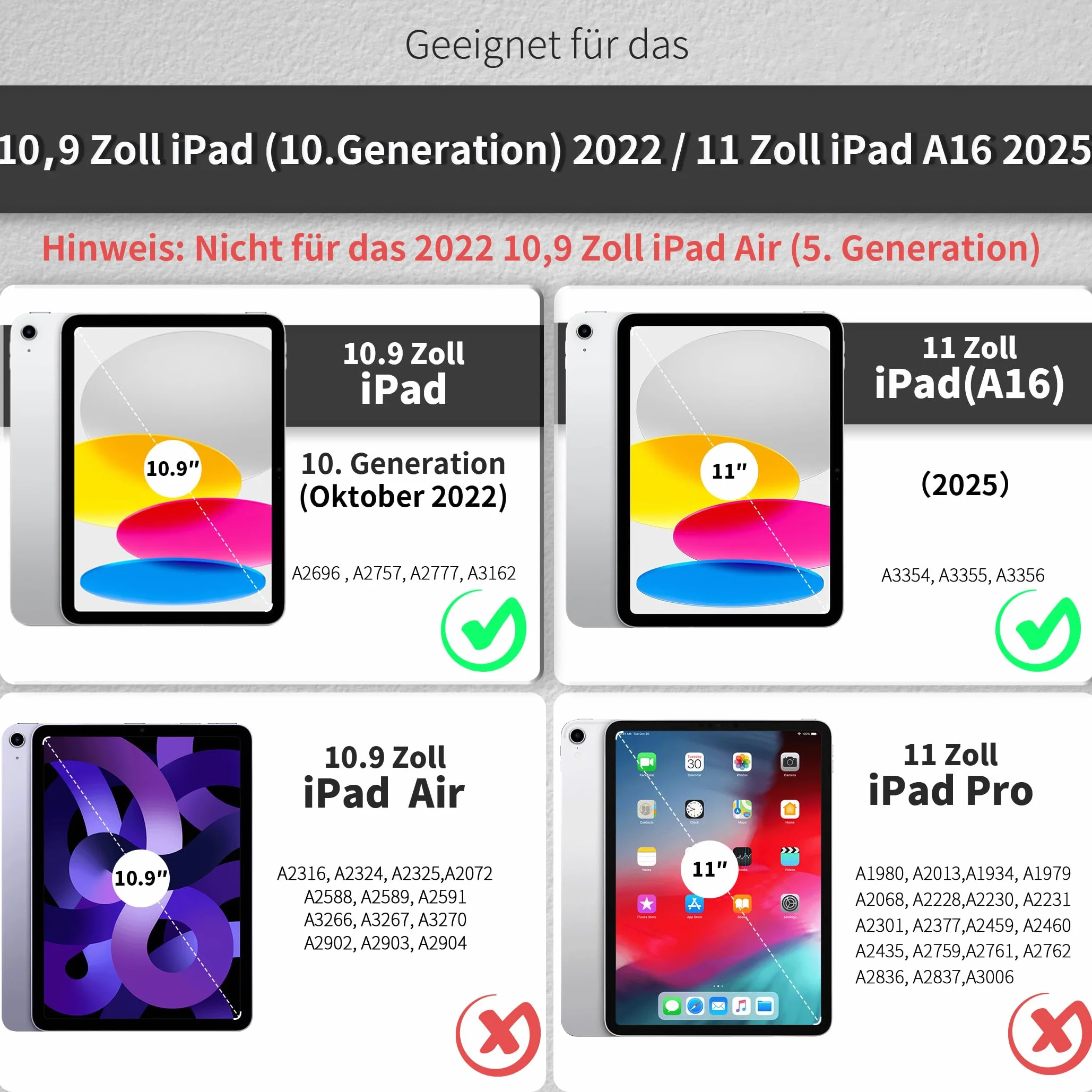 EasyAcc niemieckie etui na klawiaturę QWERTZ kompatybilne z iPad, Bluetooth, niebieskie