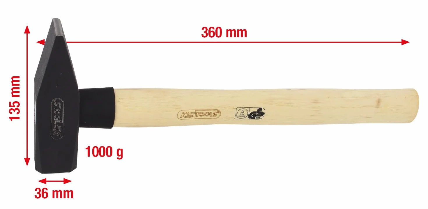 KS Tools 142.1400 Mlotek stolarski, 1000g, z drewna Hickory