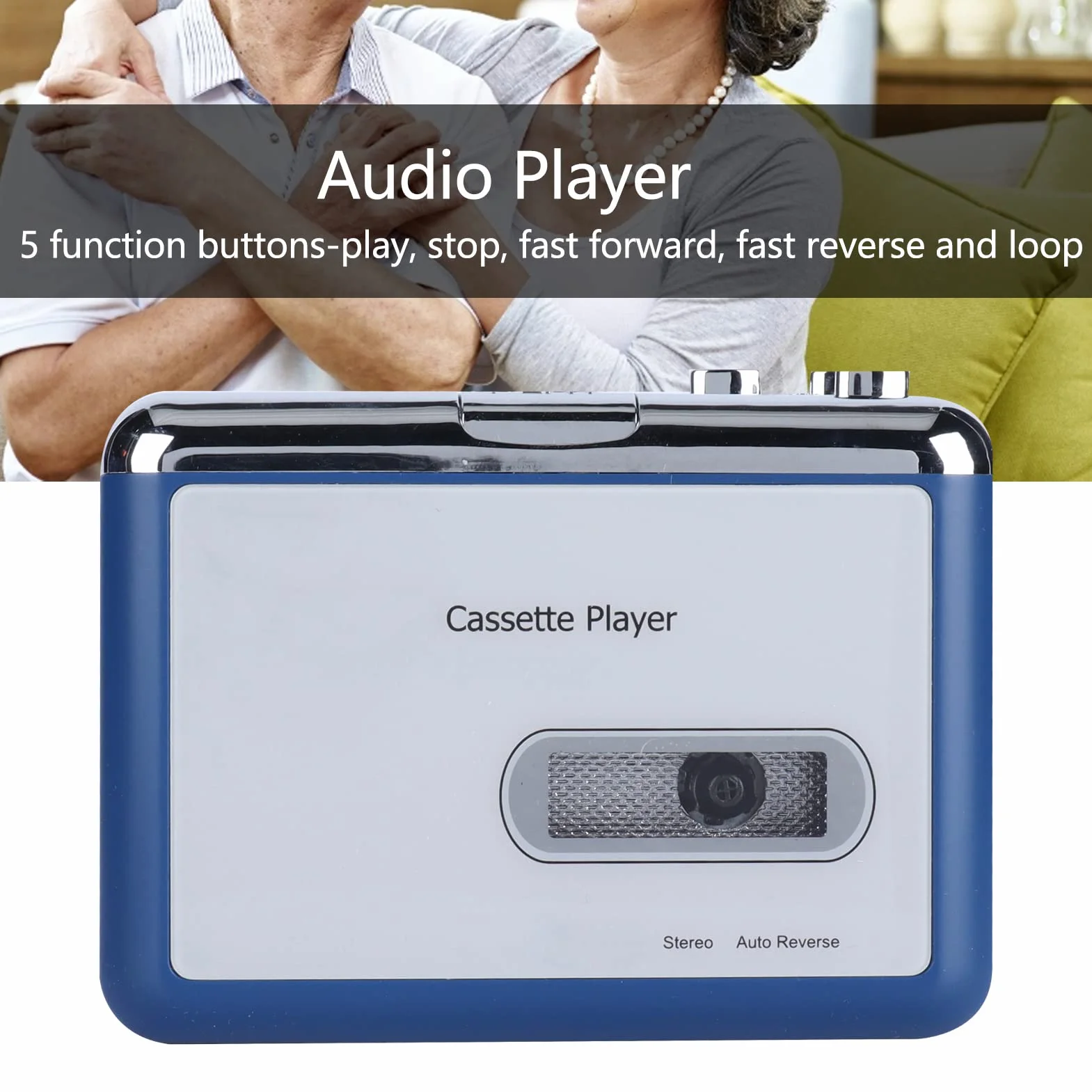 Fdit Bluetooth Cassette Player, Auto Reverse Tape Player z Bezprzewodowym Strumieniowaniem Dźwięku do Słuchania Muzyki i Odtwarzanie Audio