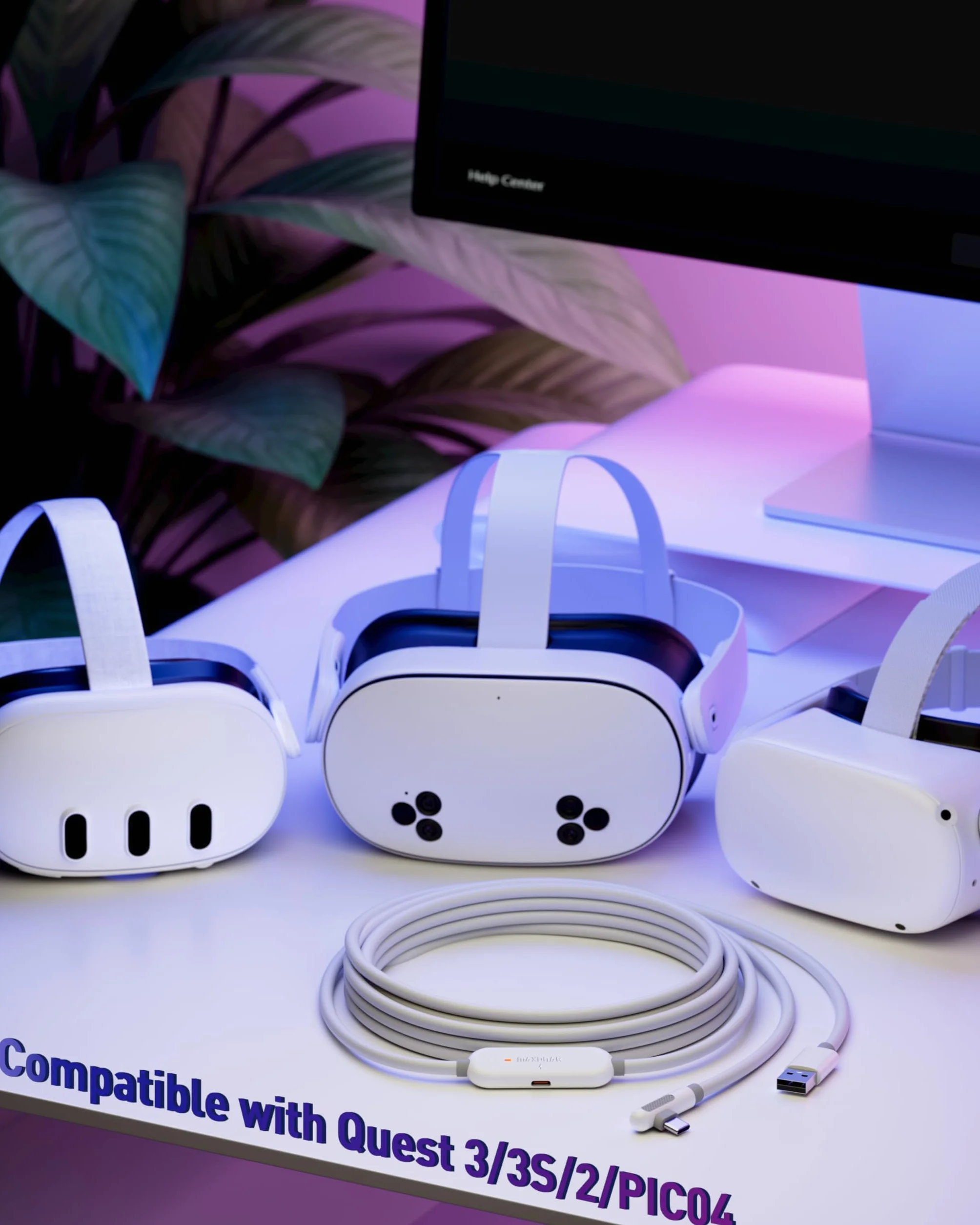 Maxonar [Next-Gen Chip] Kabel do ładowania VR 16FT Kompatybilny z Akcesoriami Meta Quest 3S/Quest 3/Oculus Quest 2/Pico 4 i PC/SteamVR, Niesamowity Prezent - Kabel USB 3.0 5 Gb/s do USB C - Biały