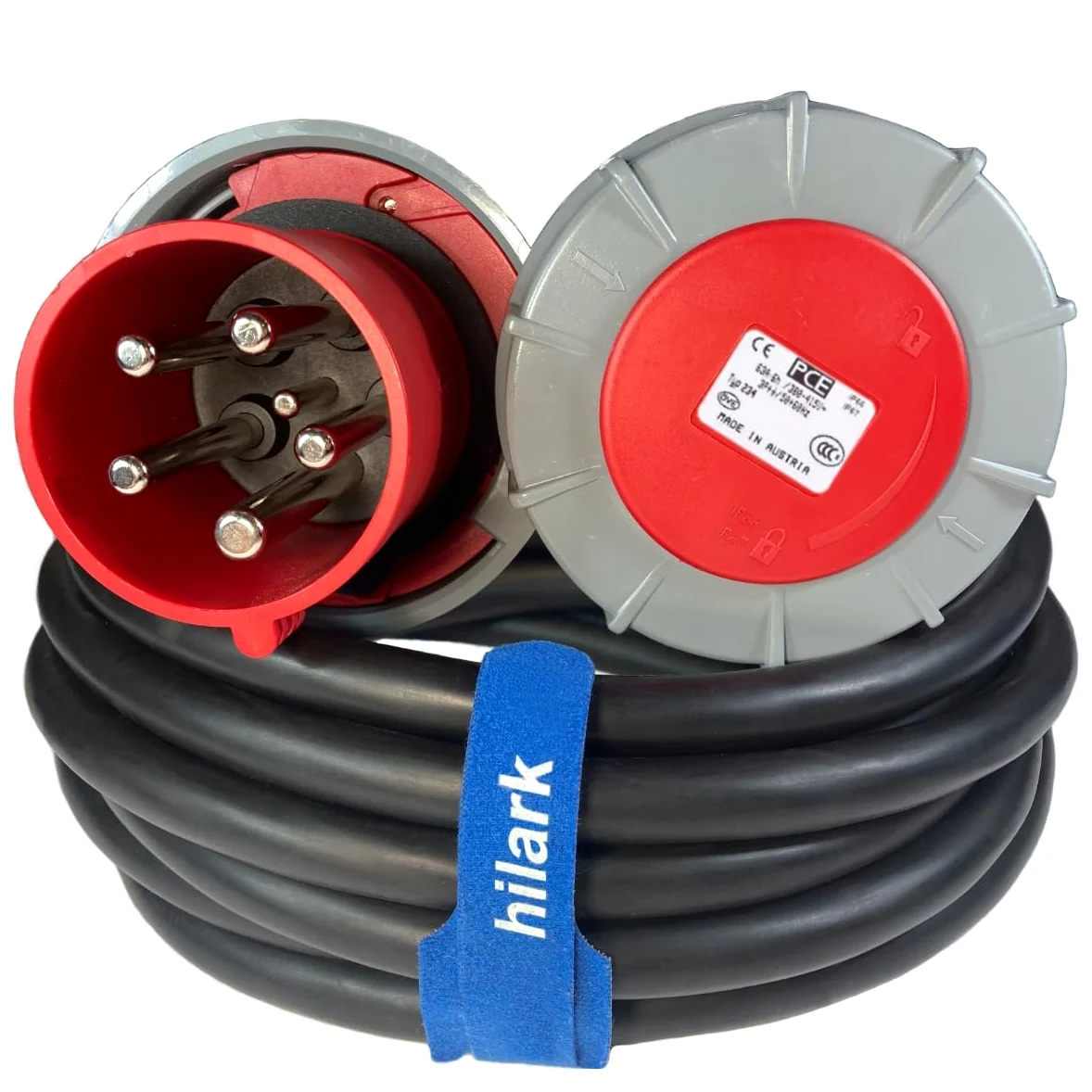 Hilark Cable Tech Przejściówka siłowa 63A, adapter siłowy 5P na 63A 4P IP 67 1M