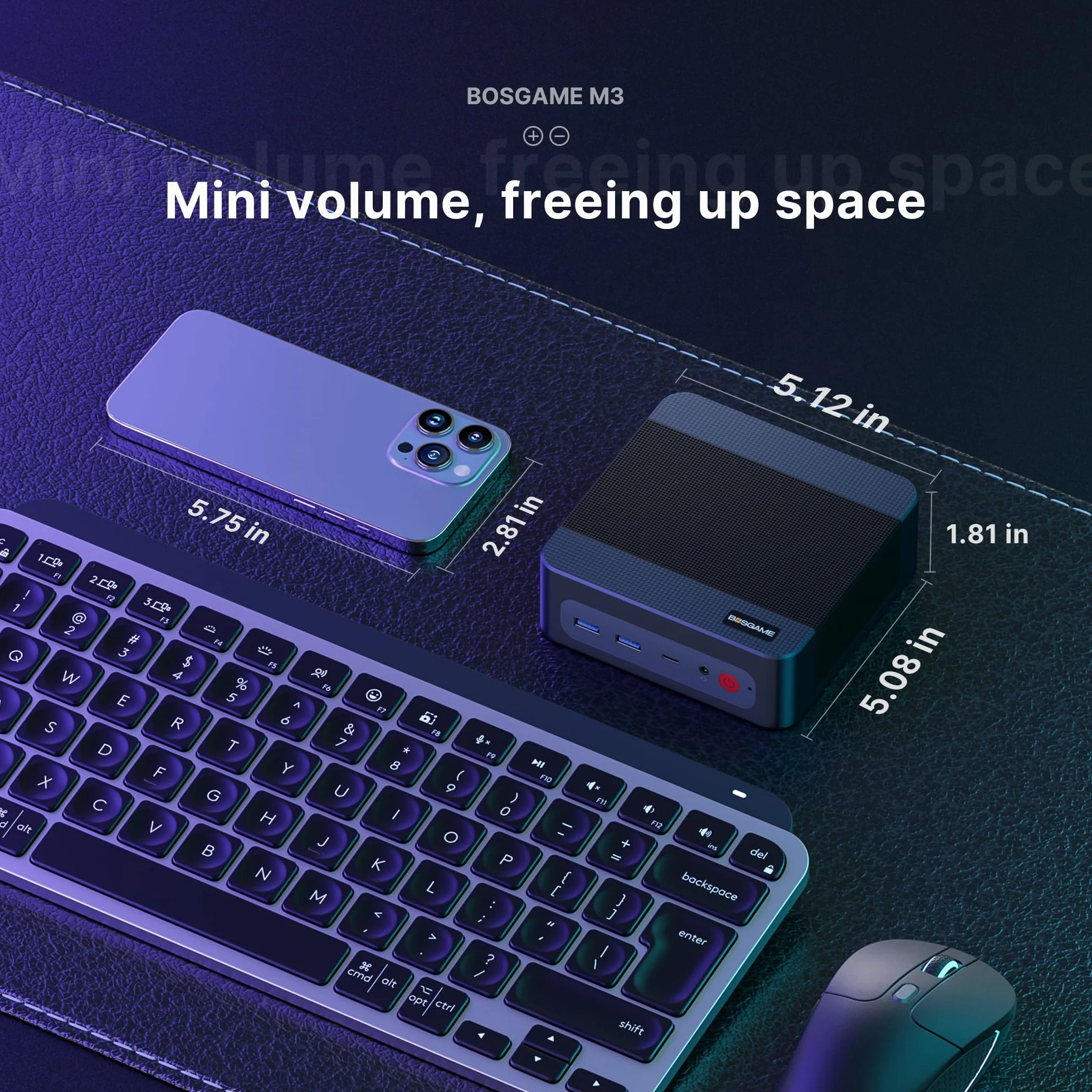 BOSGAME M3 Mini PC Intel Core Ultra 7 155H 64GB DDR5 2TB PCIe4.0 SSD Windows 11 Pro