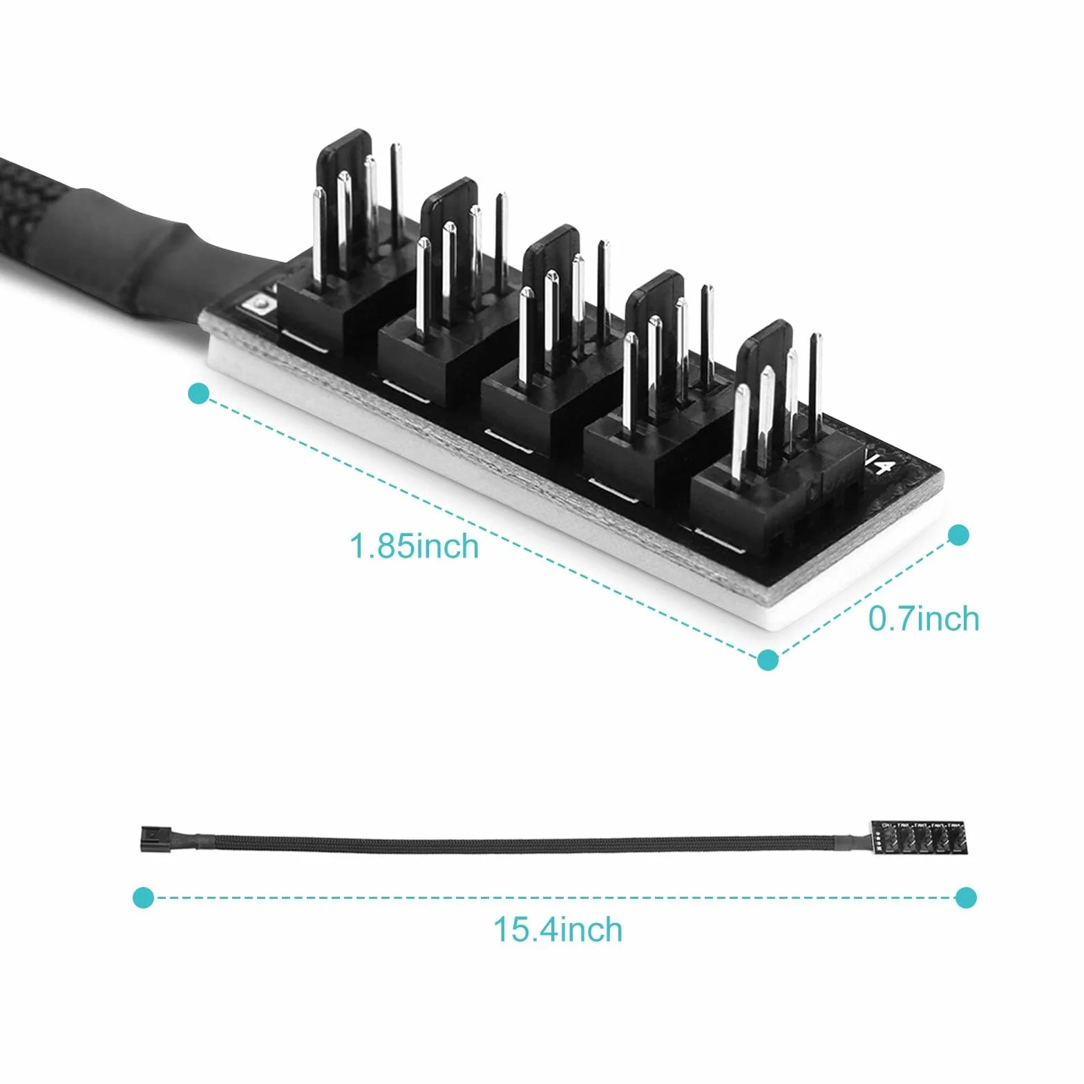 Ejoyous PWM Fan Hub, PC 5-Way Shołtter Hub Cable Kabel 4-pin PWM Fanaby 1 Gniazdo na 5 Wtyczkach