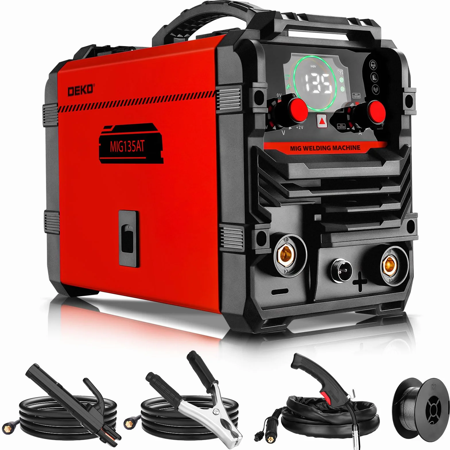 MIG Spawalnica 135Amp: DEKOPRO 220 V Flux Core MIG/Lift TIG/Stick 3-w-1 Spawalnica IGBT Przenośny zestaw dla właścicieli domów i majsterkowiczów