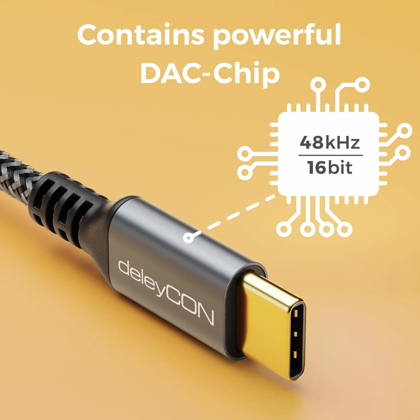 deleyCON 0,5m USB-C na 3,5mm Audio AUX Kabel Adapter - USB Typ-C na Wtyk Klinke do iPhone 17 16 15 iPad Galaxy S25 S24 A16 A56