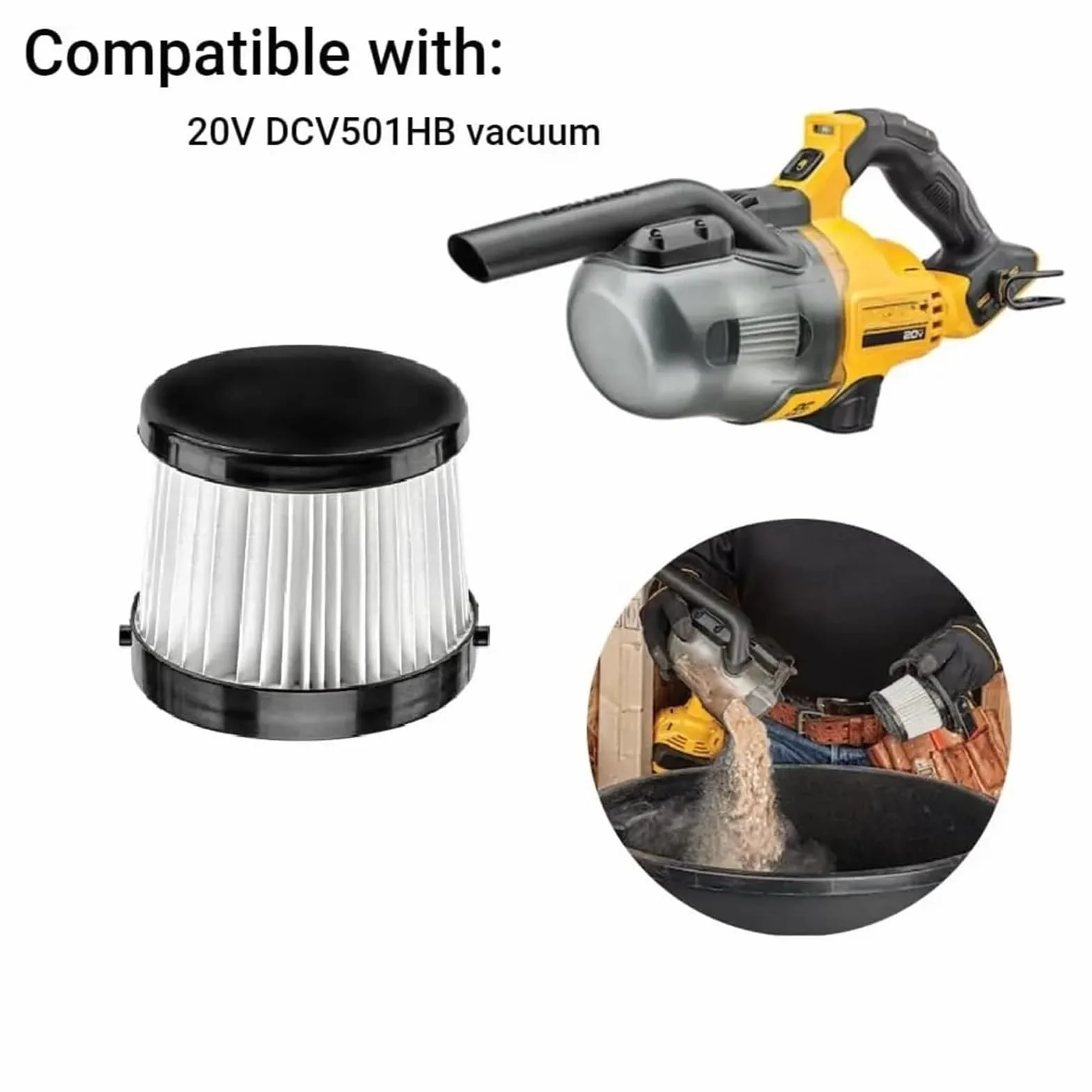 Filtr DCV501H zamienny, filtr HEPA 2 sztuki, kompatybilny z odkurzaczem DEWALT 20 V DCV501LN, akcesoria do elektronarzędzi