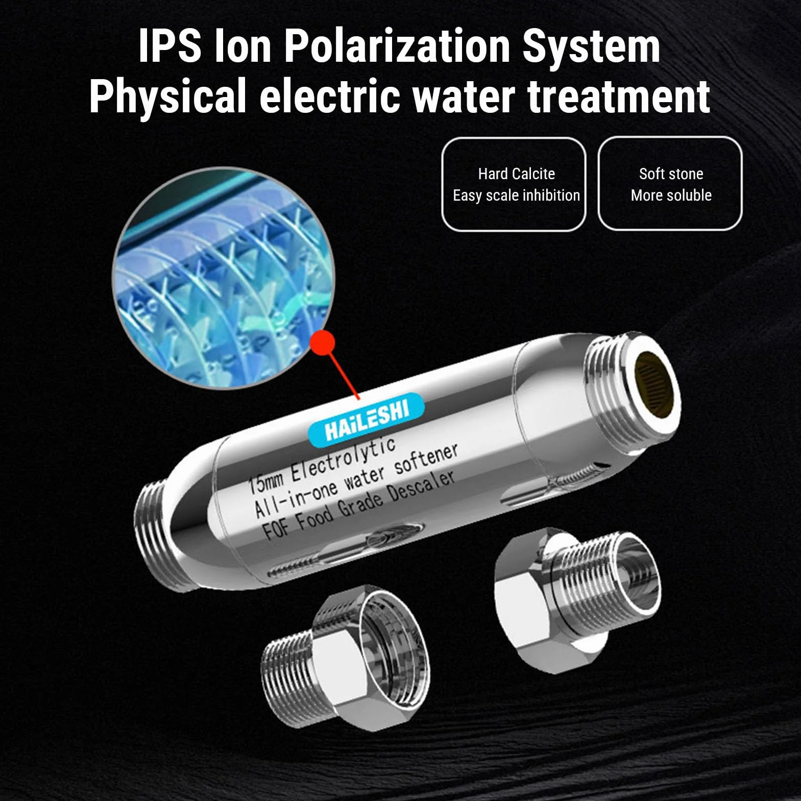 Luocute Odkamieniacz Wody, Niezawierający Zmiękczacz do Stosowania w Całym Domu ze Stali Nierdzewnej, Będący Inhibitorem Osadu, z Systemem Polaryzacji Jonowej IPS, Zamiennik