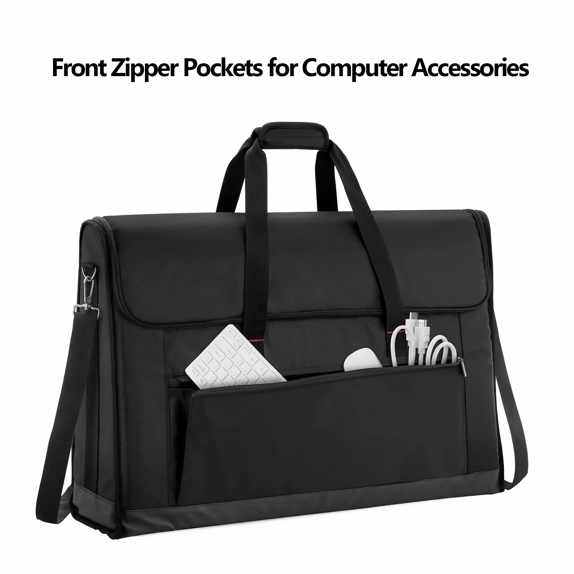 Trunab Torba do przenoszenia monitora 61-61 cm wyściełana do 2 ekranów LCD z kieszenią na akcesoria, spód PU