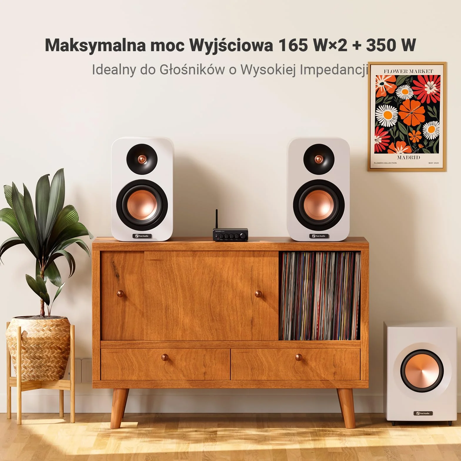Fosi Audio BT30D Pro TPA3255 Hi-Fi Bluetooth 5.0 Stereo Audio Wzmacniacz odbiornika 2.1-kanałowy wzmacniacz zintegrowany klasy D 165Wx2+350W do domu Na zewnątrz Pulpit Głośniki półkowe/Subwoofery