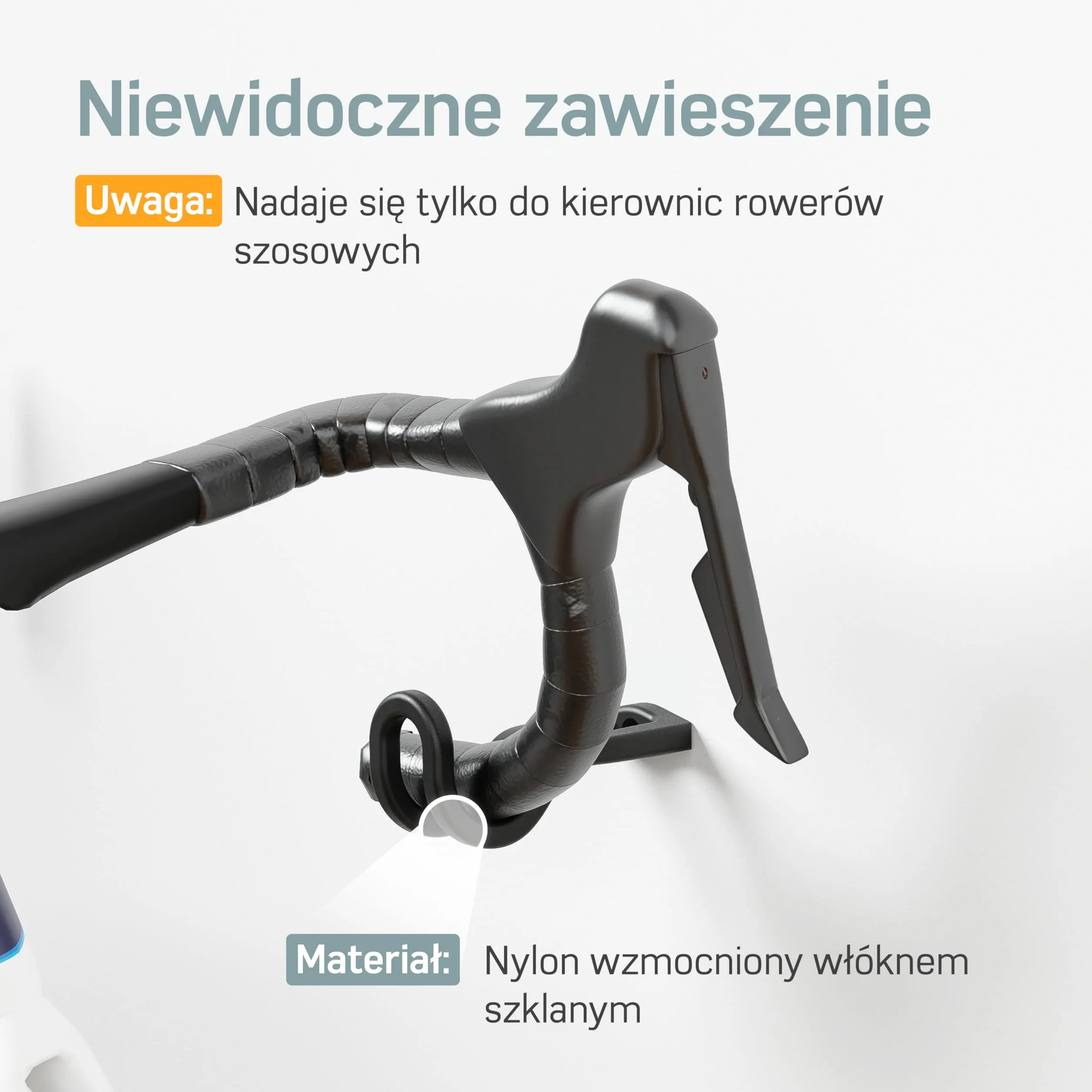 Borgen uchwyt ścienny do roweru - Uchwyt ścienny do roweru szosowego – Nie niszczy ramy i roweru do 18 kg, minimalistyczny - Uchwyt ścienny do roweru szosowego, poziomy