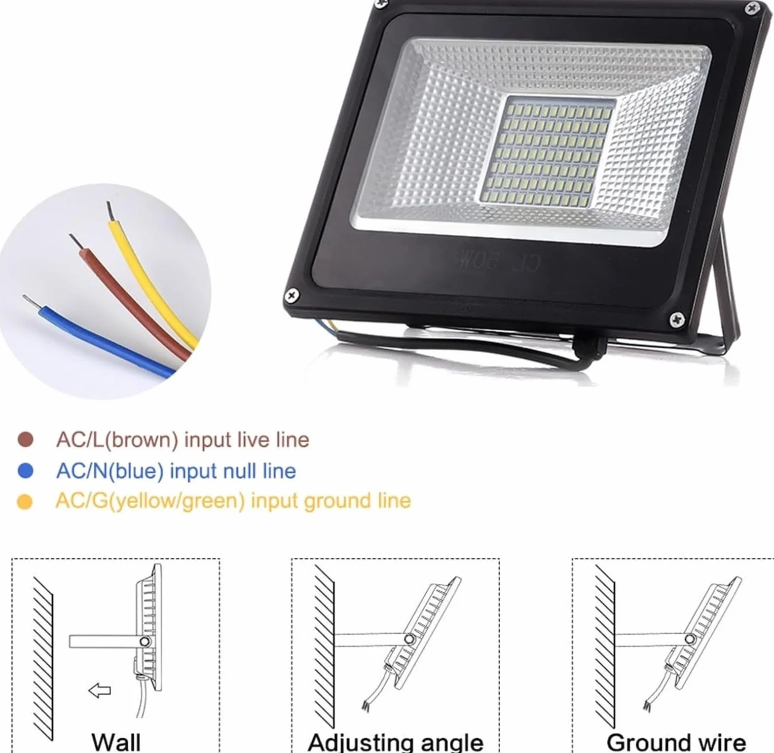 lampy solarne do użytku na zewnątrz, Światła bezpieczeństwa LED światło halogenowe reflektor biały wysokiej mocy IP65 oświetlenie zewnętrzne projekt-lampa świetlna na patio, ogród(50w)