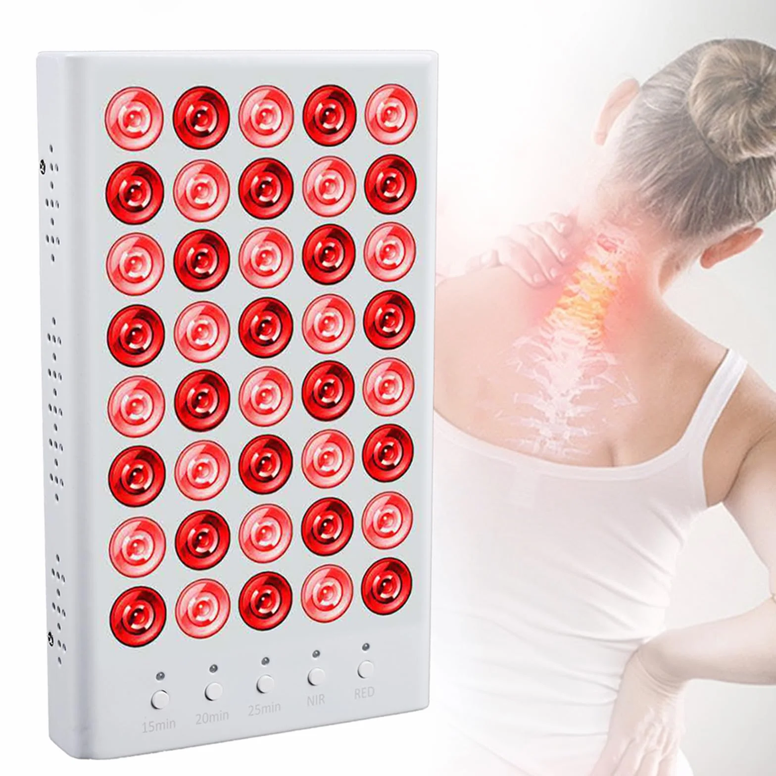 Panel lampy z czerwonym światłem, 200 W, do kliniki Anti-Aging 40 LED, lampa na podczerwień z uchwytem i podwójnym trybem do twarzy, szyi, ciała, mięśni, pleców