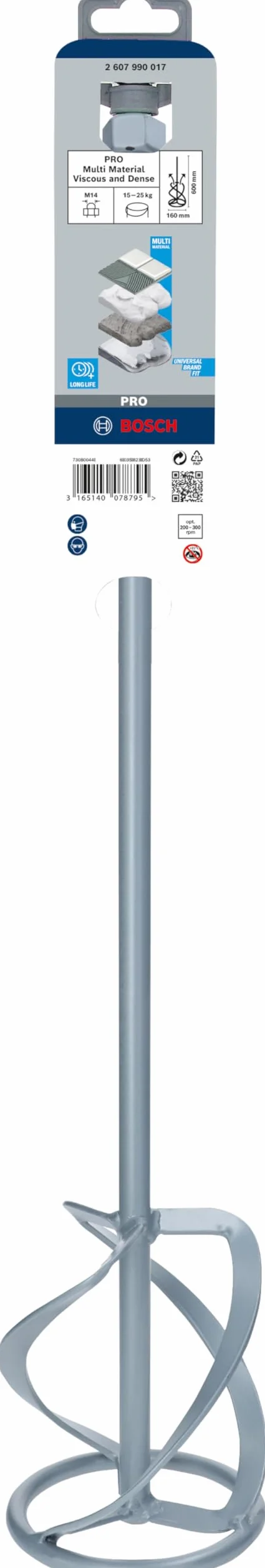 Bosch 1x Mieszadło PRO do materiałów lepkich i gęstych, do wiertarek ręcznych (do Moździerz, Gips, Ø mm, Professional Akcesoria Mieszadło)