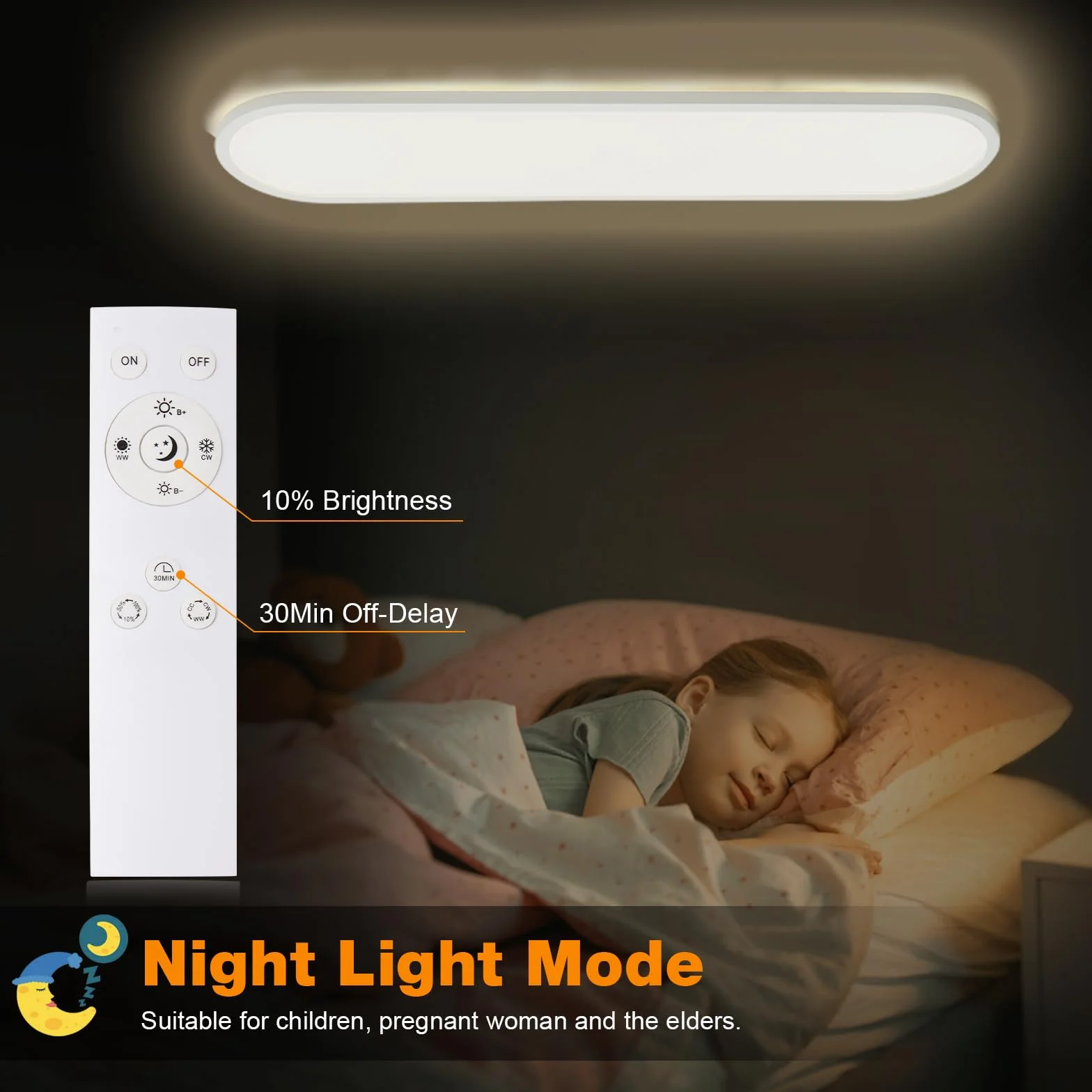 LEZOE Lampa sufitowa LED ściemnialna z pilotem 80x20x2,9 cm, 36 W 4500 lm Lampa sufitowa 2700K-6500K z funkcją pamięci, biurowa Panel do salonu sypialni łazienki kuchni domowego biura owalna
